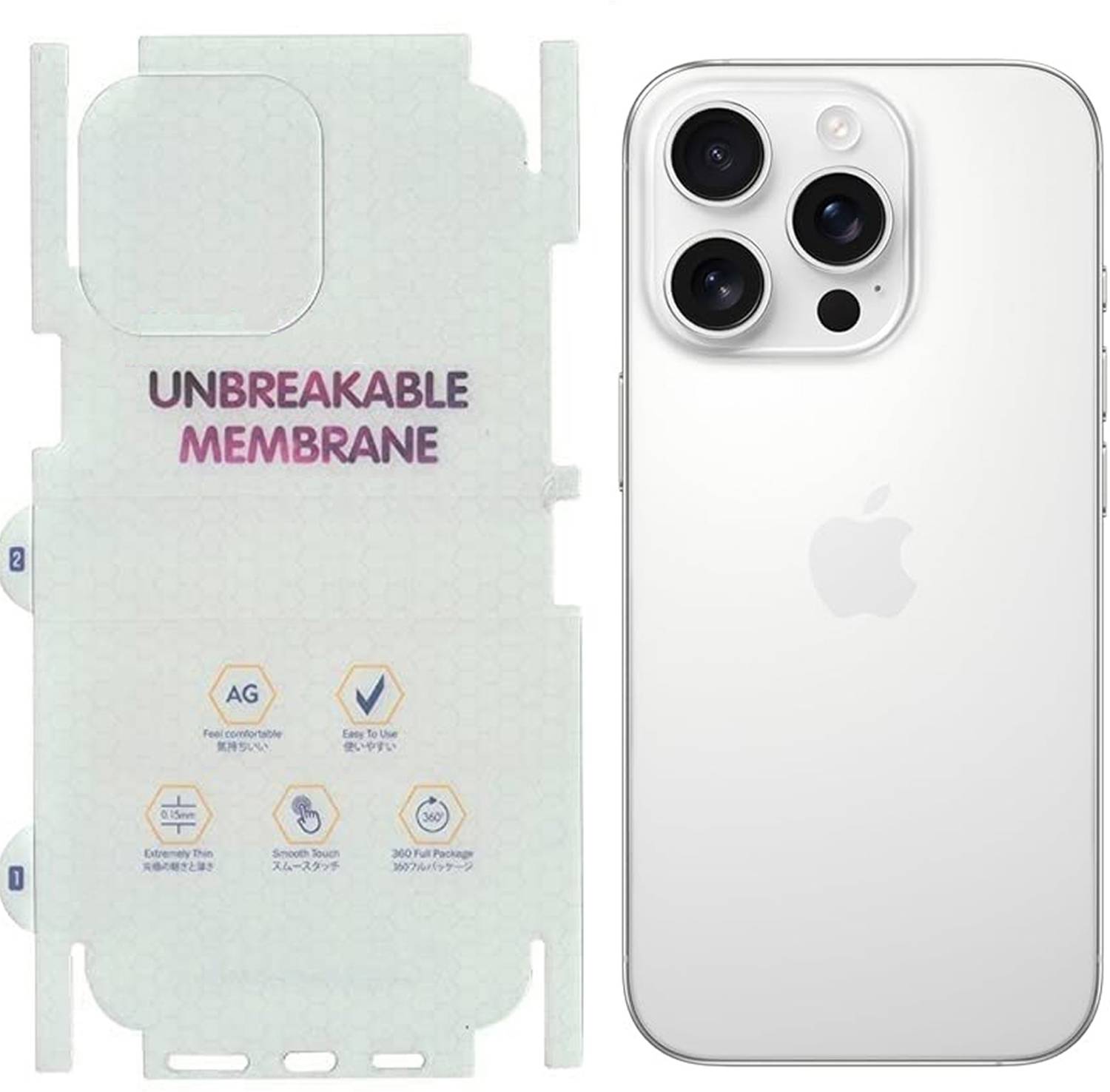 yuvu77 Back Screen Guard for Apple iPhone 16 Pro Max, Membrane 360 coverage