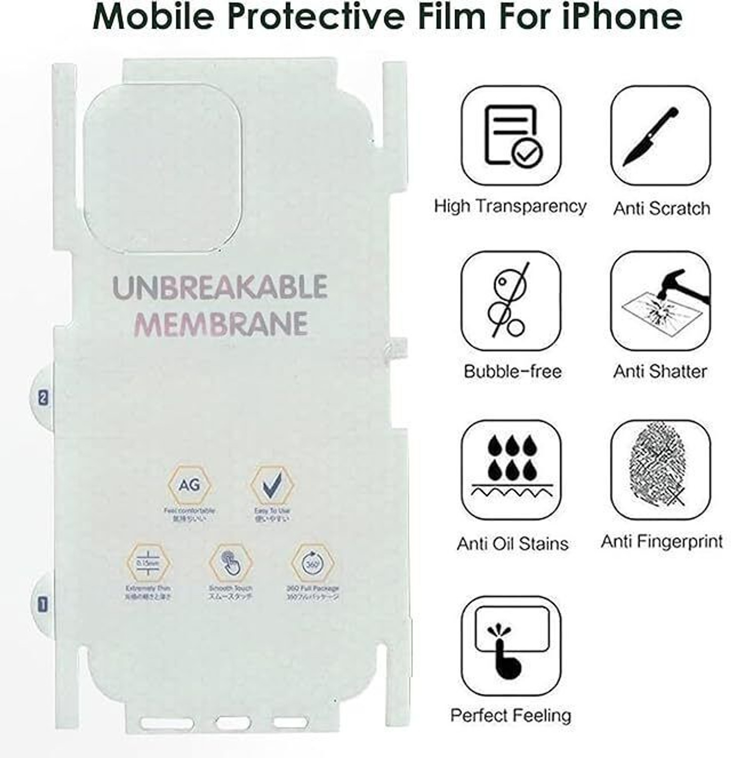 Image of DLS Back Screen Guard for I Phone 16 plus Matte Finish Self-Healing Unbreakable Back & Side Membrane Screen Guard