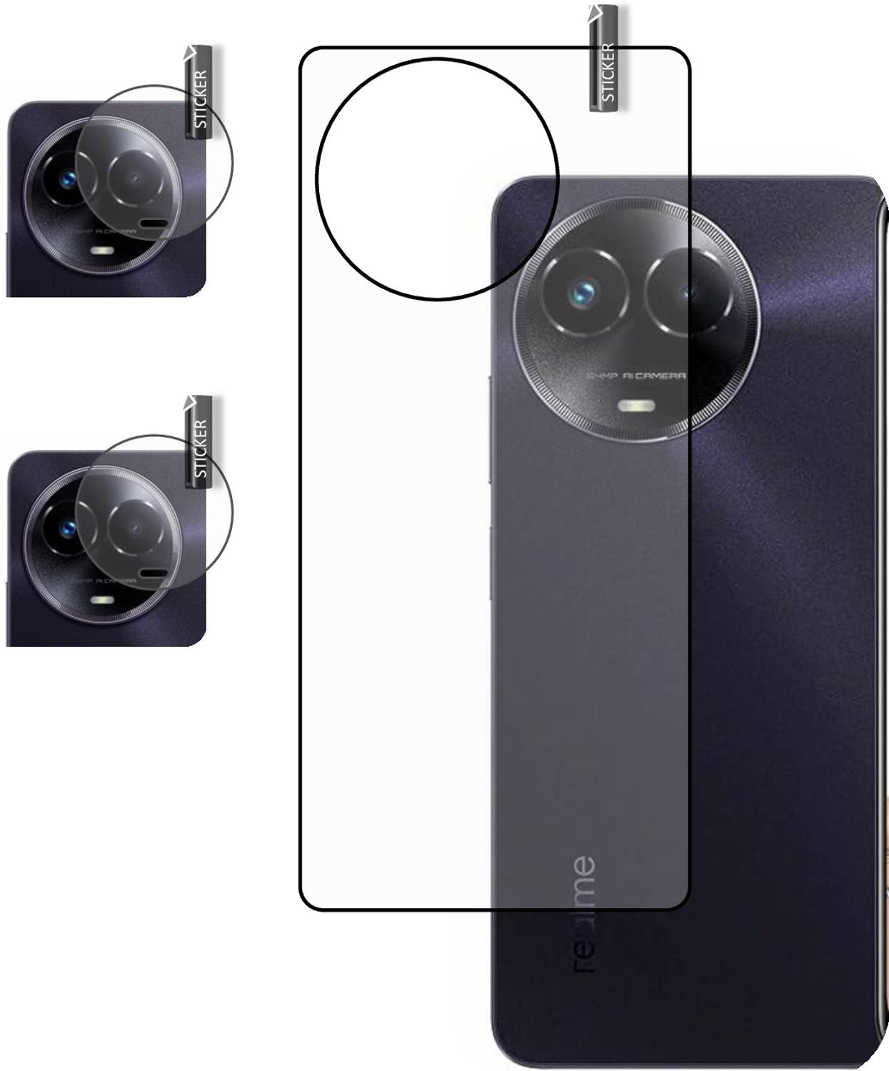 BOMGUARD Back Tempered Glass for REALME 11 & REALME 11x 5G with camera lens protector