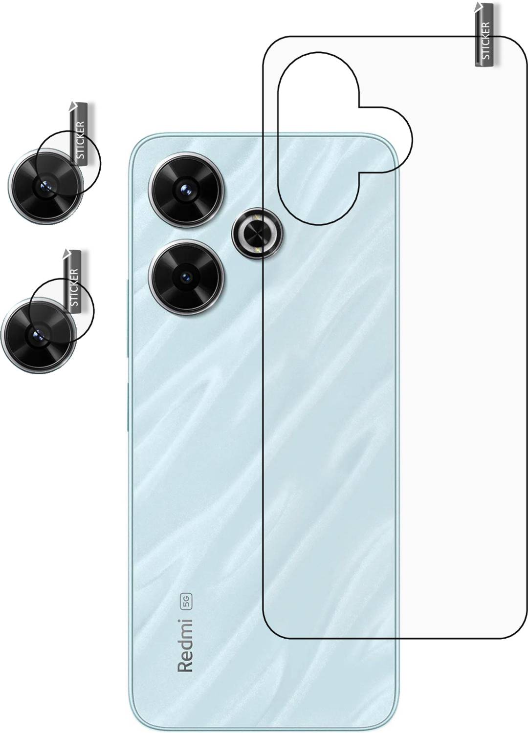 BOMGUARD Back Tempered Glass for Redmi 13 5G With Camera Lens Protector