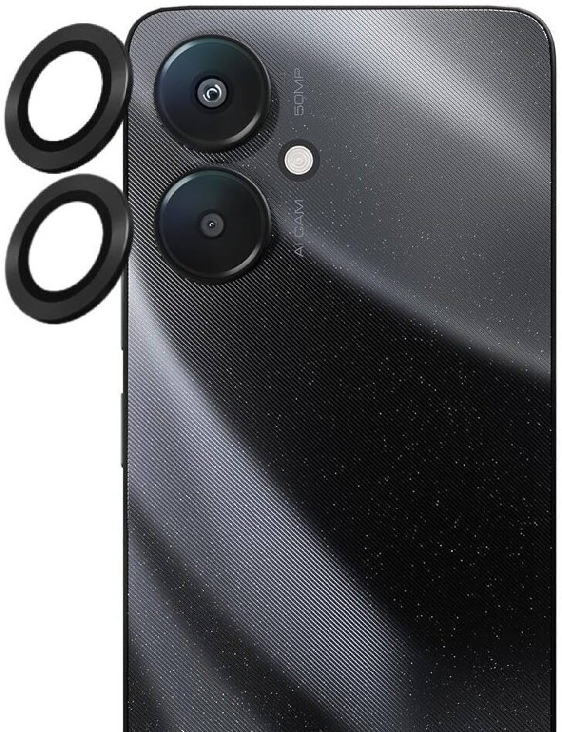 A3sprime Camera Lens Protector for REDMI 13C 5G, |Full Coverage 9H Surface Hardness Tempered Glass Ring Guard Camera Protector|, (Color - Black)