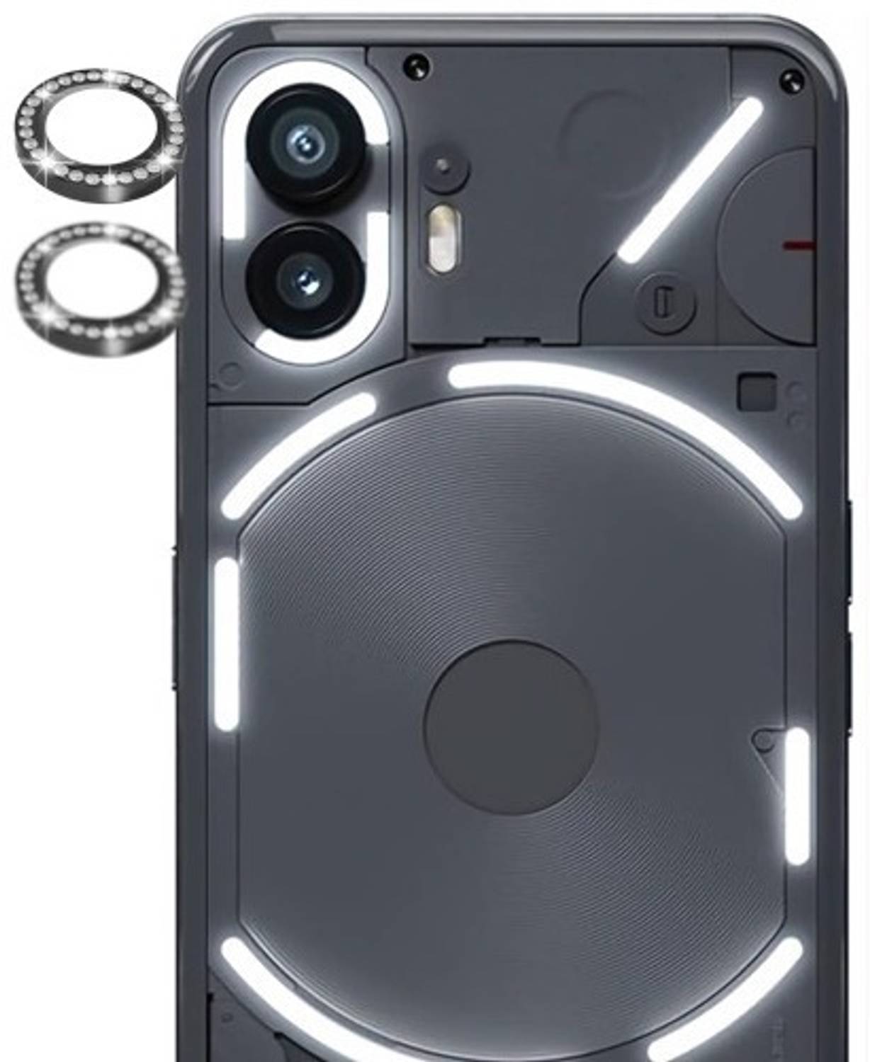 A3sprime Camera Lens Protector for Nothing Phone (1) 5G, |Full Coverage 9H Surface Hardness Bling Diamond Shaped Tempered Glass Ring Guard Camera Protector|, (Color - Black)