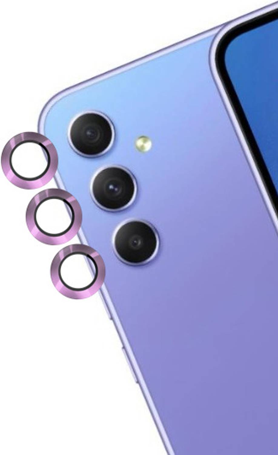A3sprime Camera Lens Protector for Samsung Galaxy A34 5G, Galaxy A14 5G, Galaxy M15 5G, Galaxy A24, Galaxy A25 5G, |Full Coverage 9H Surface Hardness Tempered Glass with Metal Ring, (Color - Purple)