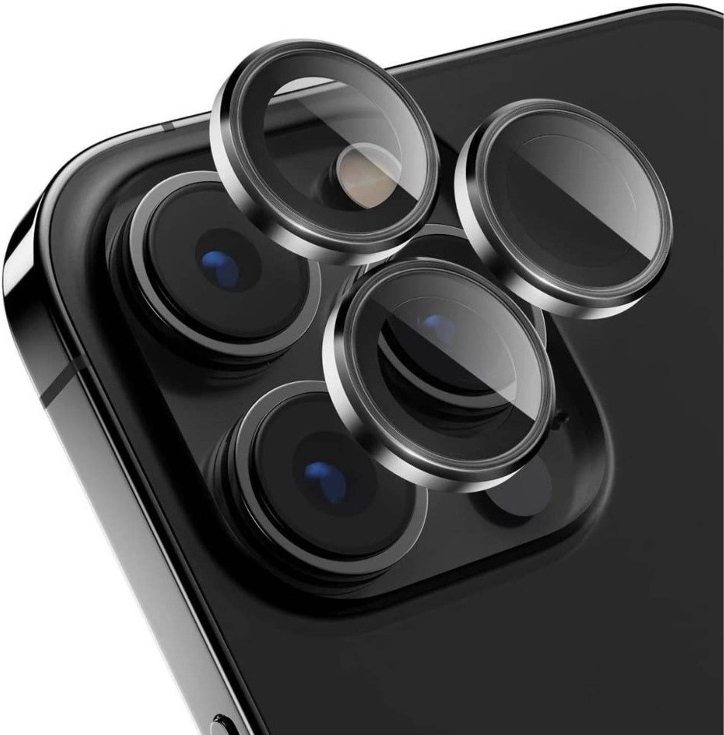AUTOCASE Back Camera Lens Glass Protector for Aluminium Alloy Metal Ring Anti-Scratch Apple iPhone 12 Pro Max (Black)