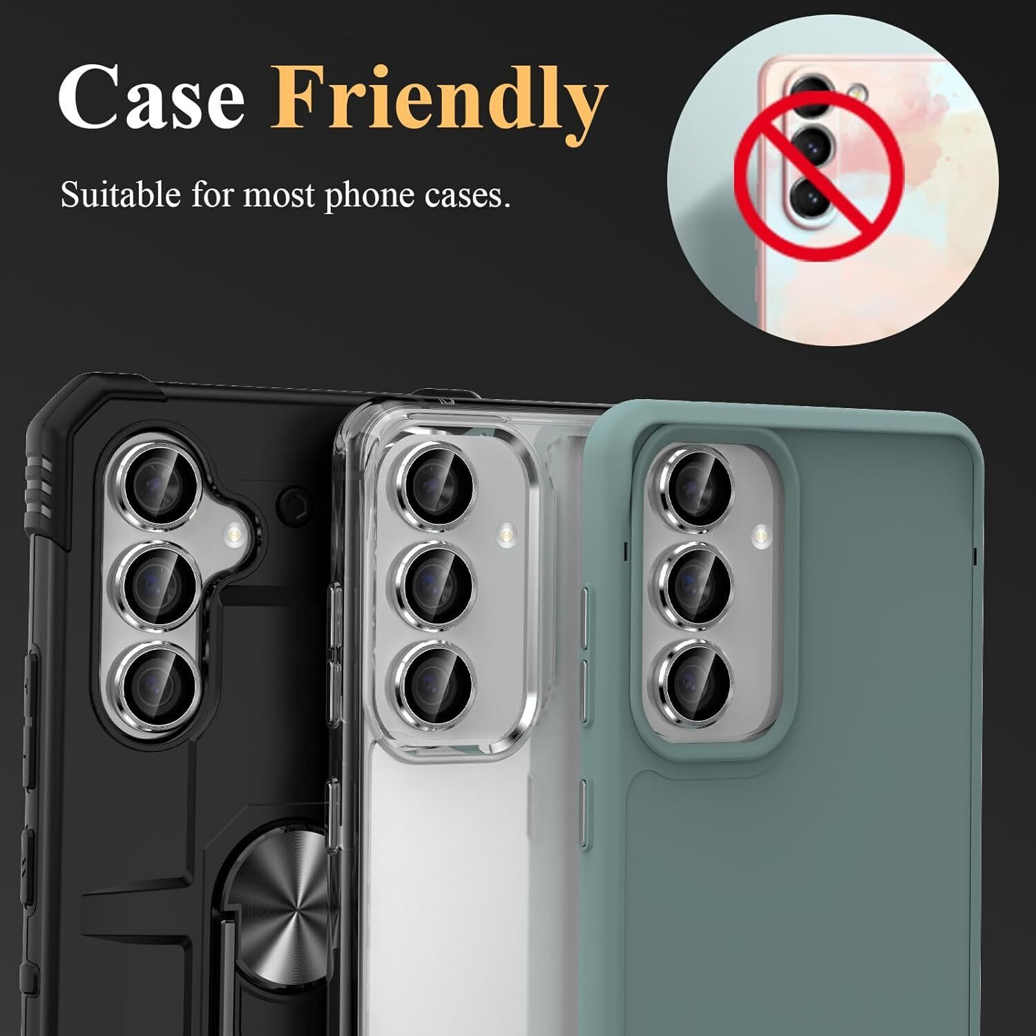 Image of SCRENZO Camera Lens Protector for Samsung Galaxy S24 FE, Camera Ring For Samsung Galaxy S24 FE, [Perfect-Fit, Easy-Installation, Case-Friendly]