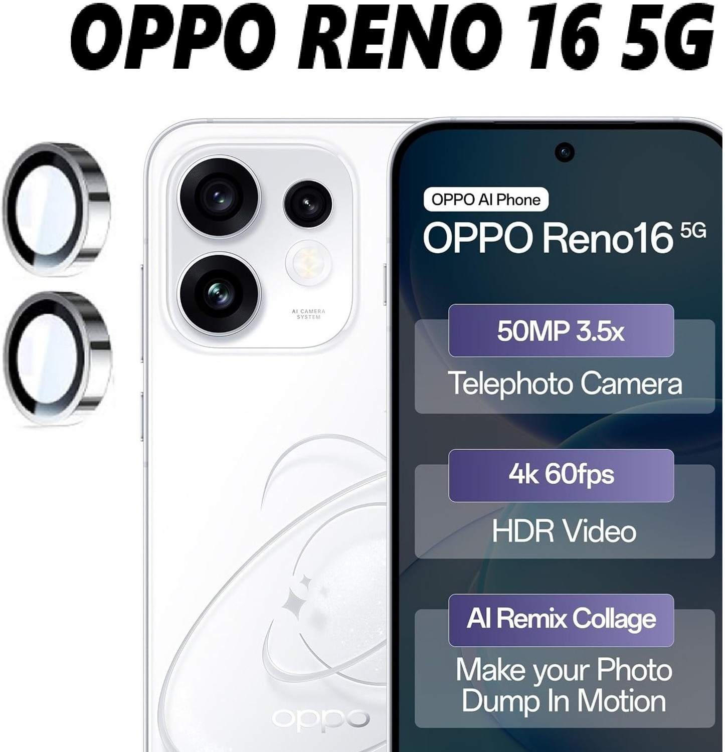 Image of welldesign Camera Lens Protector for OPPO Reno16 5G, OPPO Reno 16 5G, [RING]