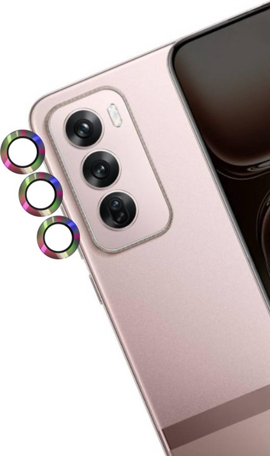 A3sprime Camera Lens Protector for OPPO Reno 12 Pro 5G, Reno 12 5G, |Edge to Edge Full Coverage 9H Surface Hardness Tempered Glass with Metal Ring Guard Camera Lens Protector