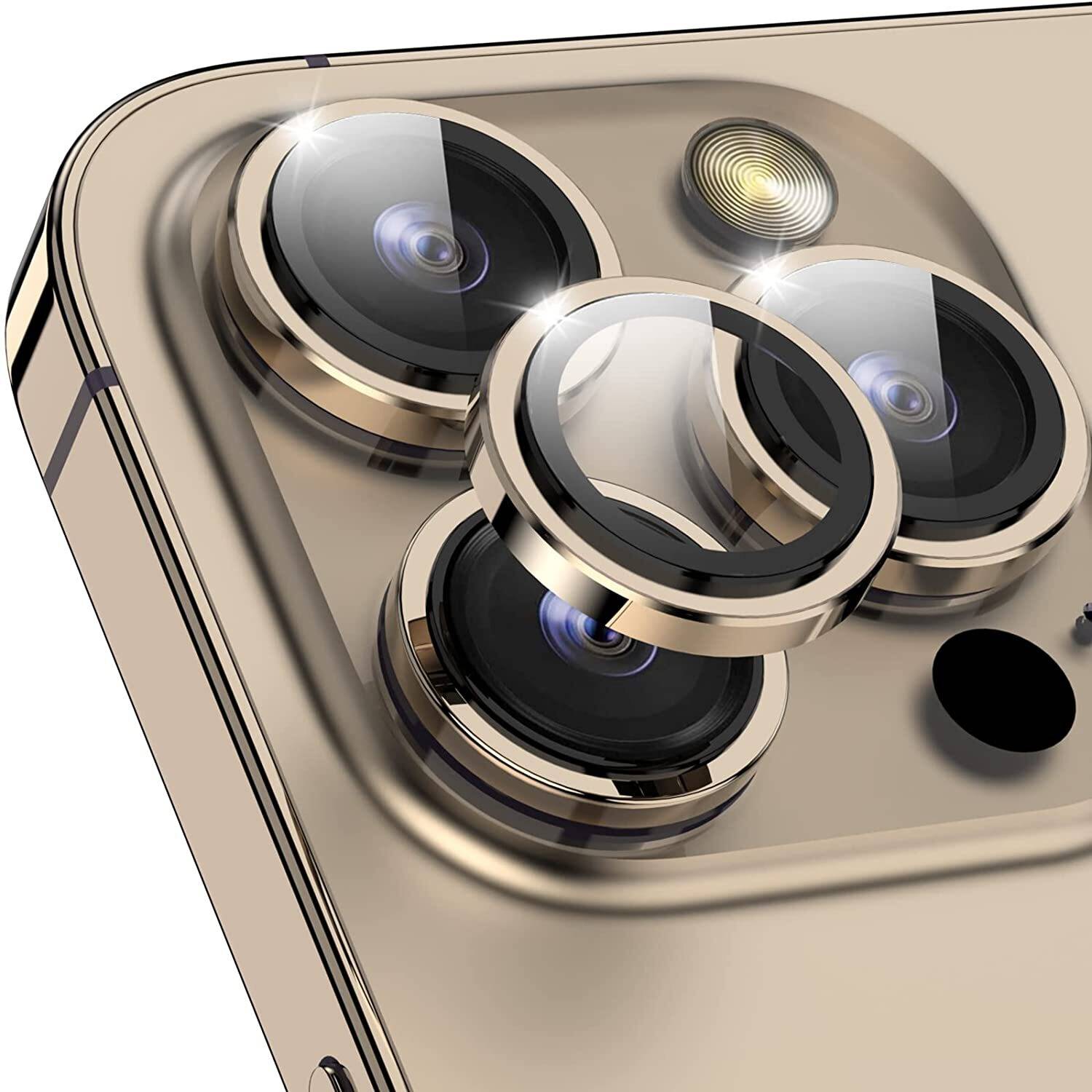 CASELIA Camera Lens Protector for iPhone 14 Pro & iPhone 14 Pro Max, High Clear Tempered Glass Screen Cover Aluminum Alloy Ring Case