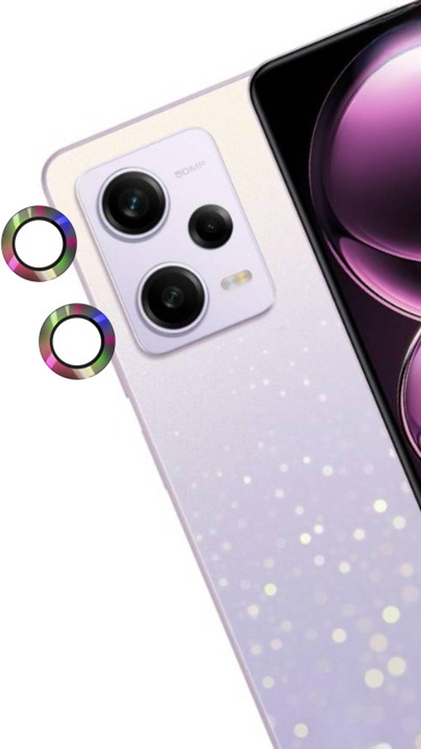 A3sprime Camera Lens Protector for Redmi Note 12 Pro 5G, |Full Coverage 9H Surface Hardness Tempered Glass with Metal Ring Guard Camera Lens Protector|, (Color - Rainbow)