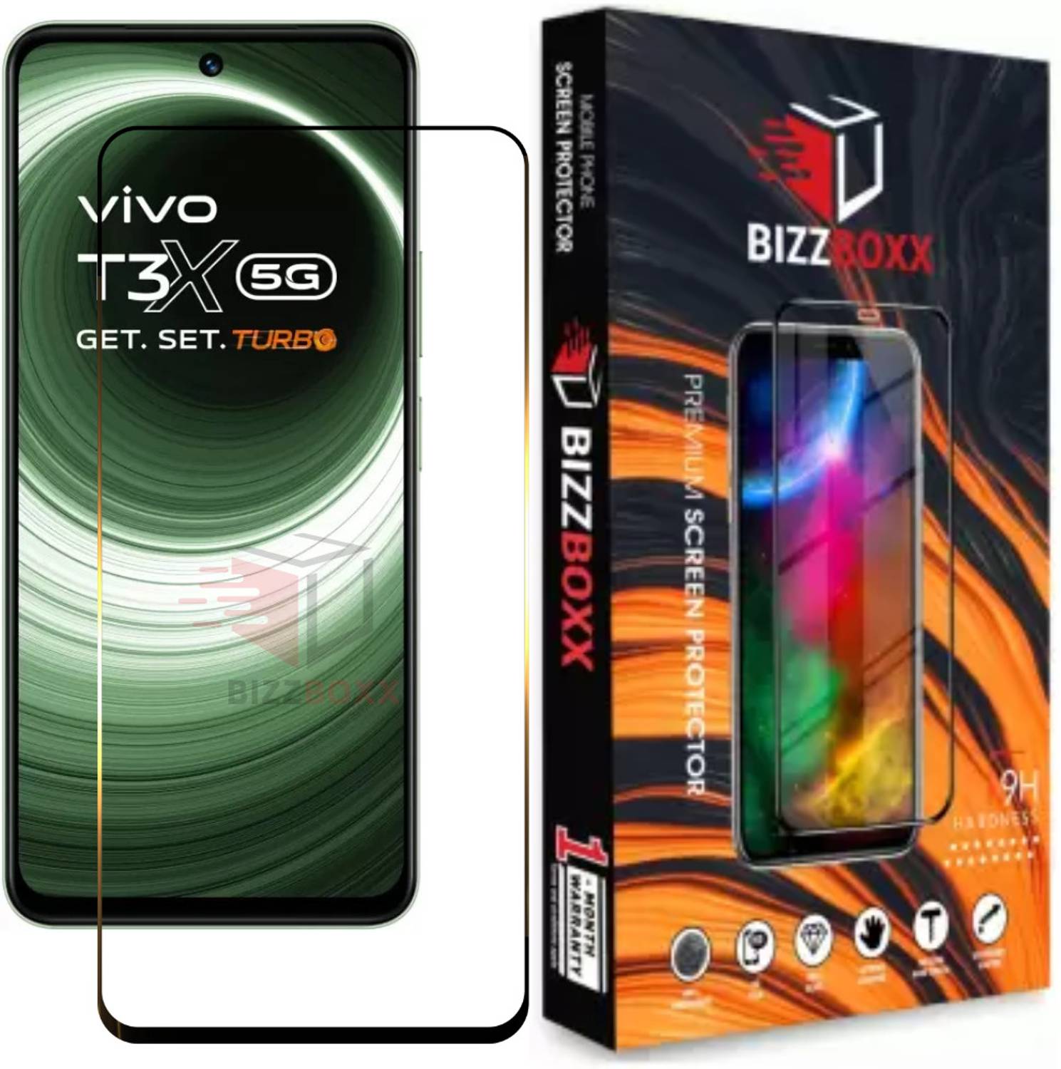 BizzBoxx Edge To Edge Screen Guard for vivo T3x 5G, vivo t3x 5g, Vivo t3x, vivo t3x, Vivo T3x temper glass, vivo t3 x 5g temper glass, vivo t3 x temper glass, tempered glass, gorilla glass, screen guard, temper glass, T3x, vivo T3 x