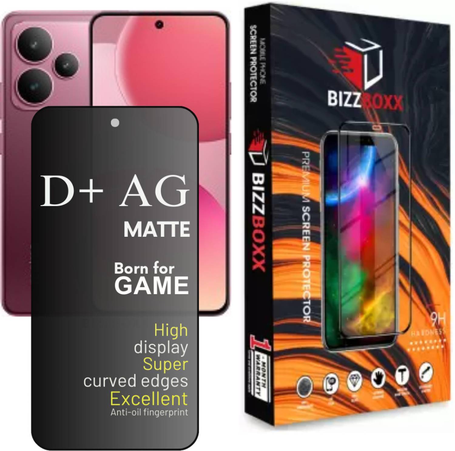 BizzBoxx Edge To Edge Screen Guard for Realme P4 5G, Realme P4 5G Tempered Glass, Realme P4 5G D+ AG Matte, temper glass, Gaming tempered glass, screen guard, tempered glass, Matte Screen Protector, With Camera Cut, 6.77 With Installation Kit