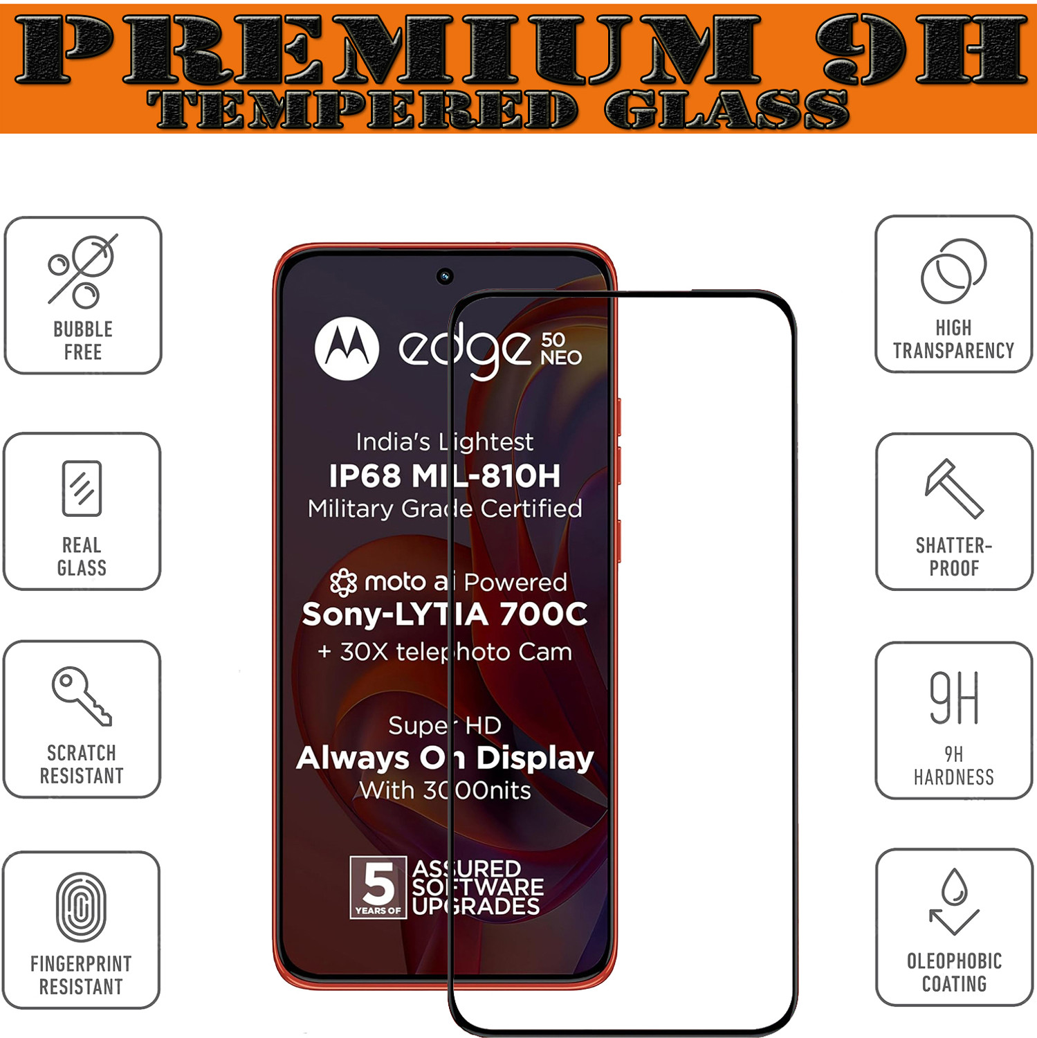 Image of ANILUQ Edge To Edge Screen Guard for MOTO EDGE 50 NEO