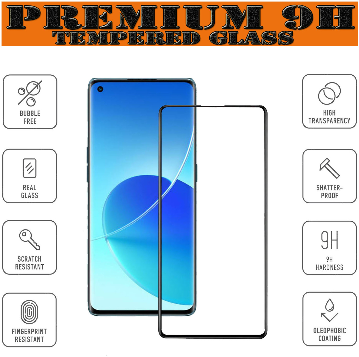 Image of ANILUQ Edge To Edge Tempered Glass for OPPO RENO 6