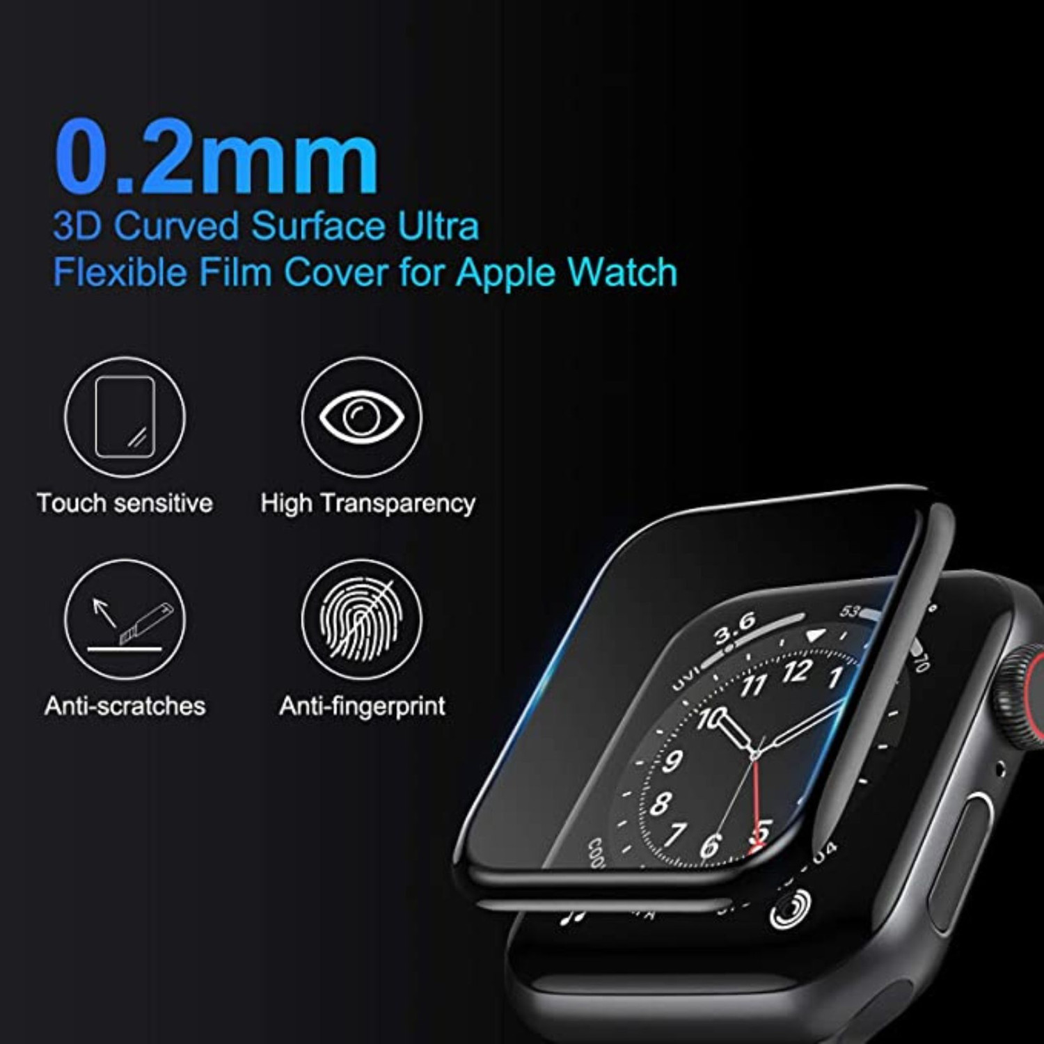 Image of iWishKart Edge To Edge Screen Guard for Apple Watch Series 3 38mm, iwatch 38 mm, 3D Curved Original Screen Guard Protector (PMMA)| Edge to Edge Protection | NOT GLASS, Series 3 / 2 / 1 38 mm, Series3 / Series2 / Series1
