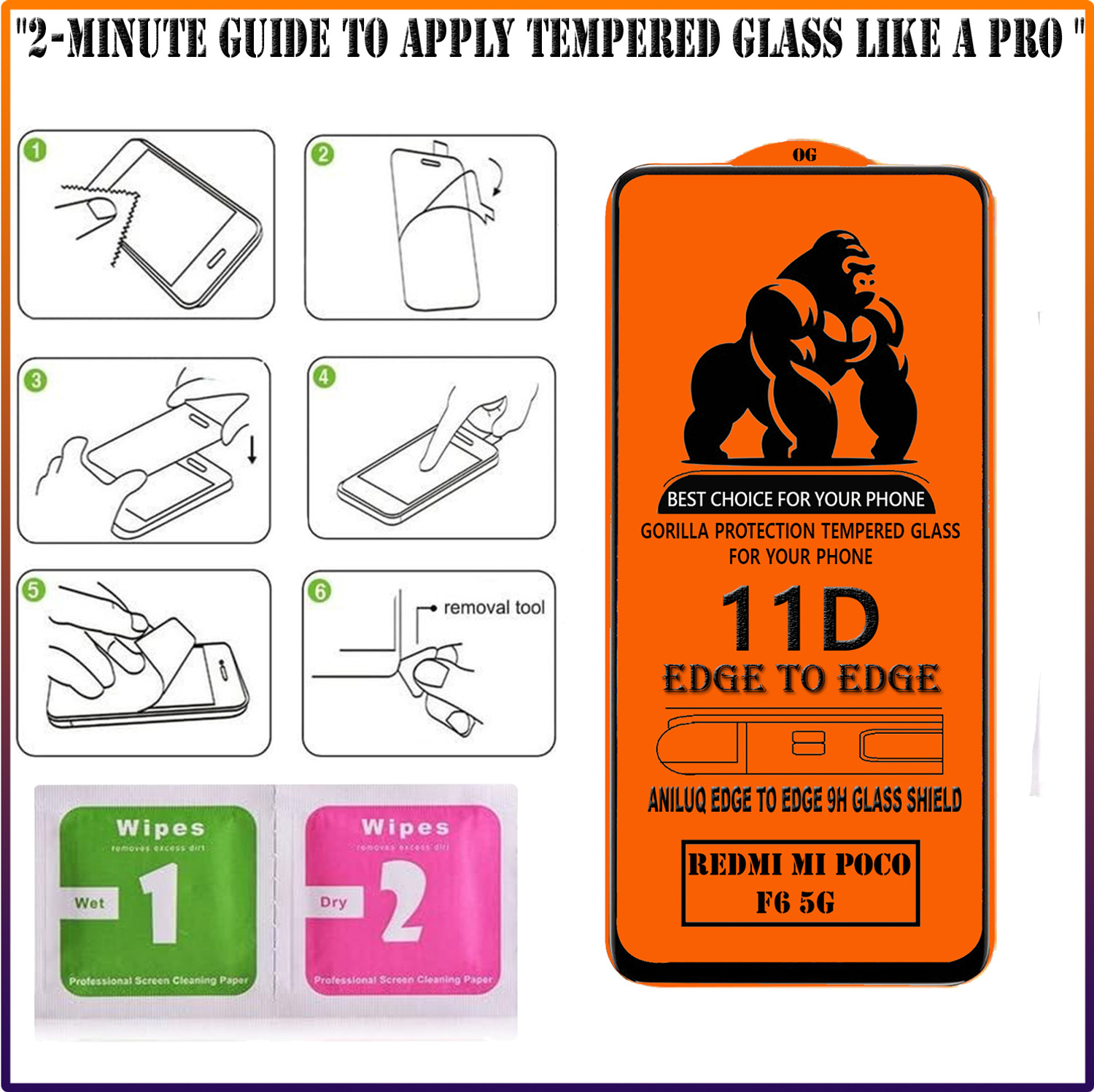 Image of ANILUQ Edge To Edge Screen Guard for REDMI MI POCO F6 5G