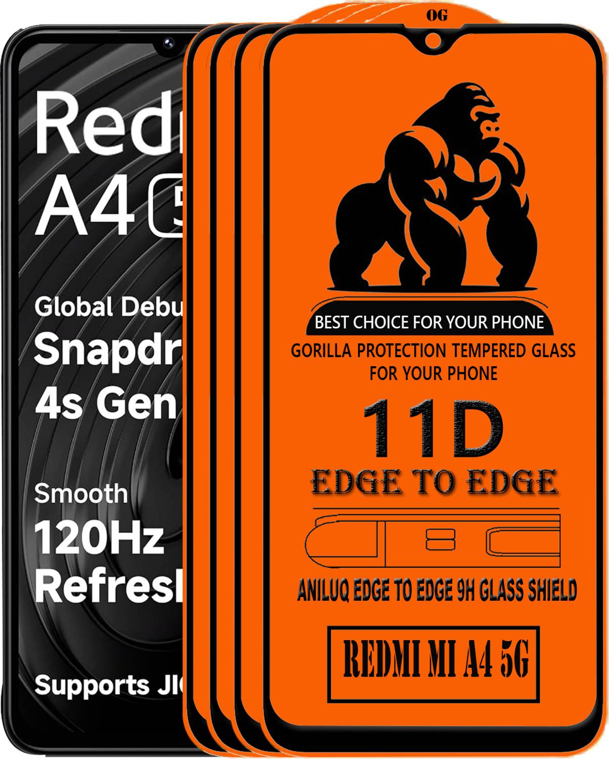 ANILUQ Edge To Edge Screen Guard for REDMI MI A4 5G