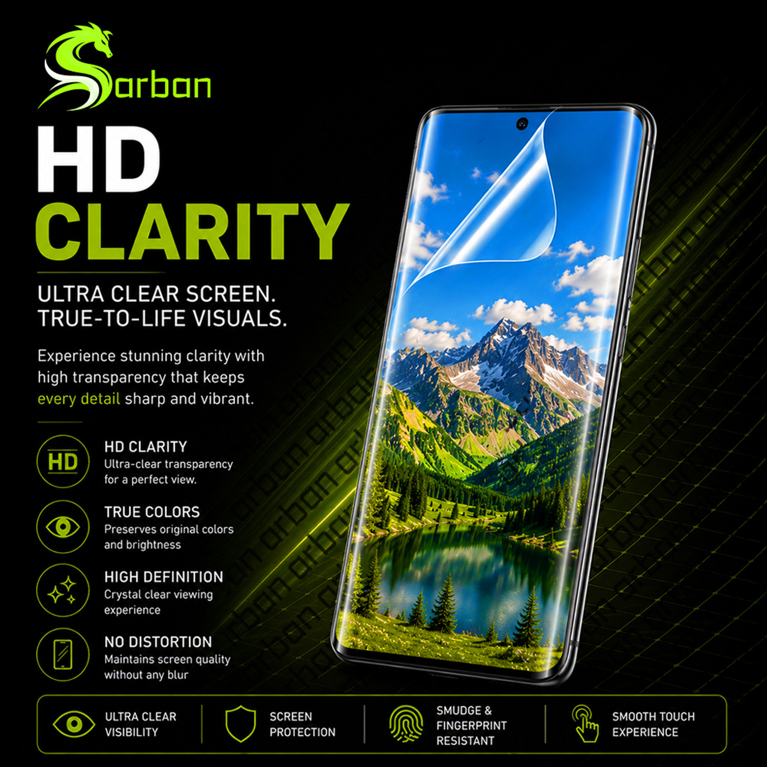 Image of ARBAN Edge To Edge Screen Guard for REALME P3 ULTRA Unbreakable Hydrogel Screen Protector (Not Tempered Glass) | Flexible TPU Film | Edge to Edge | Bubble Free | HD Clear | Fingerprint Compatible | Case friendly