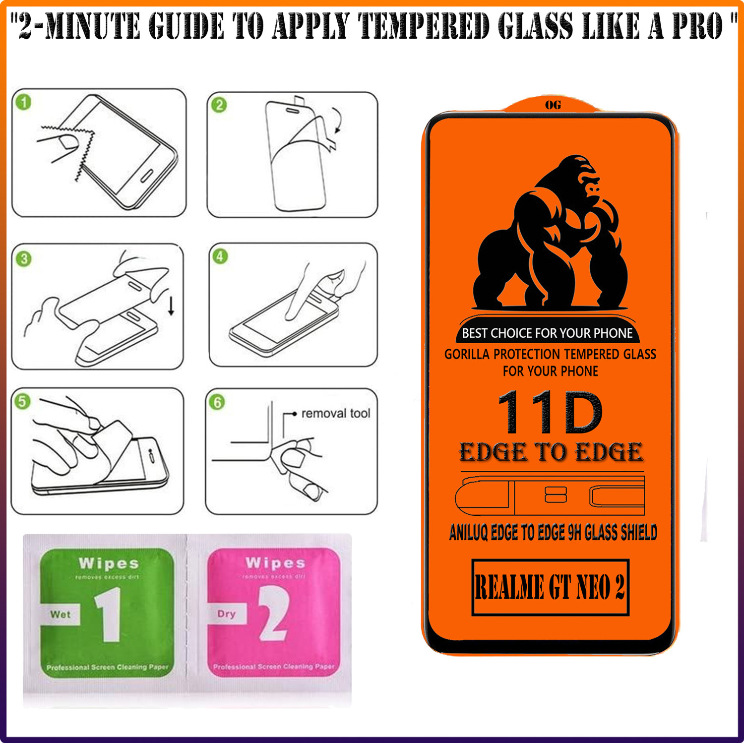 Image of ANILUQ Edge To Edge Screen Guard for REALME GT NEO 2