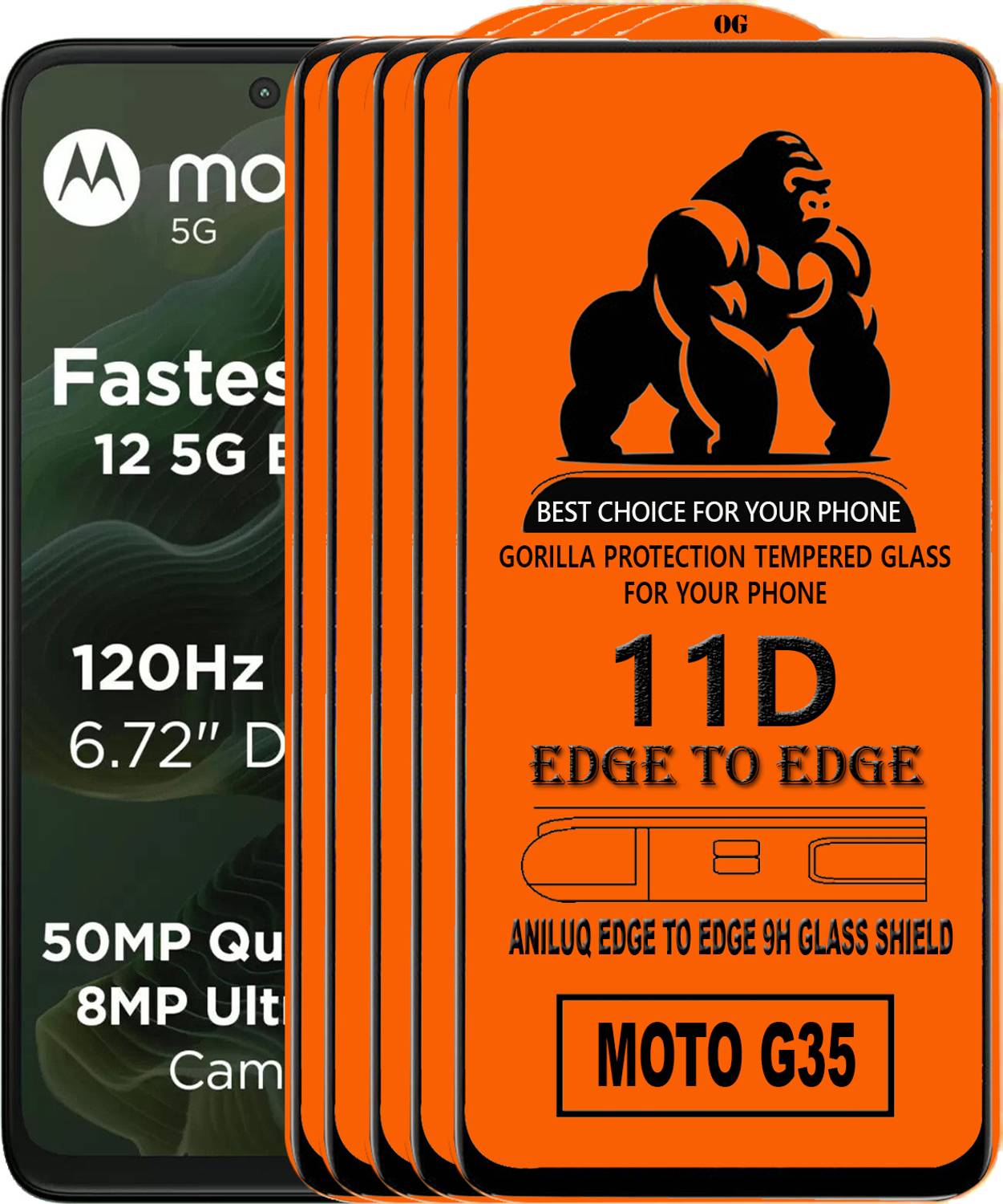ANILUQ Edge To Edge Screen Guard for MOTO G35
