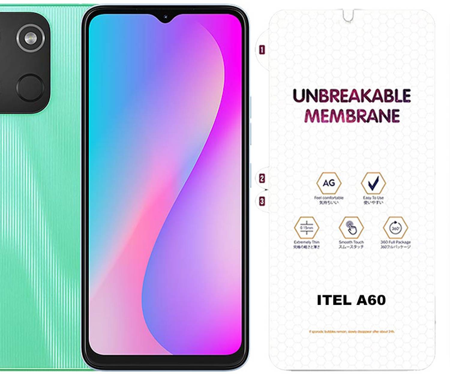 TELE SHIELD Edge To Edge Screen Guard for ITEL A60 MATTE FRONT MEMBRANE HYDROGEL FILM MEMBRANE SCREEN GUARD | ANTI-FINGERPRINT | ANTI GLARE | MATTE FINISH MEMBRANE WITH INSTALLATION KIT (PACK OF 1)