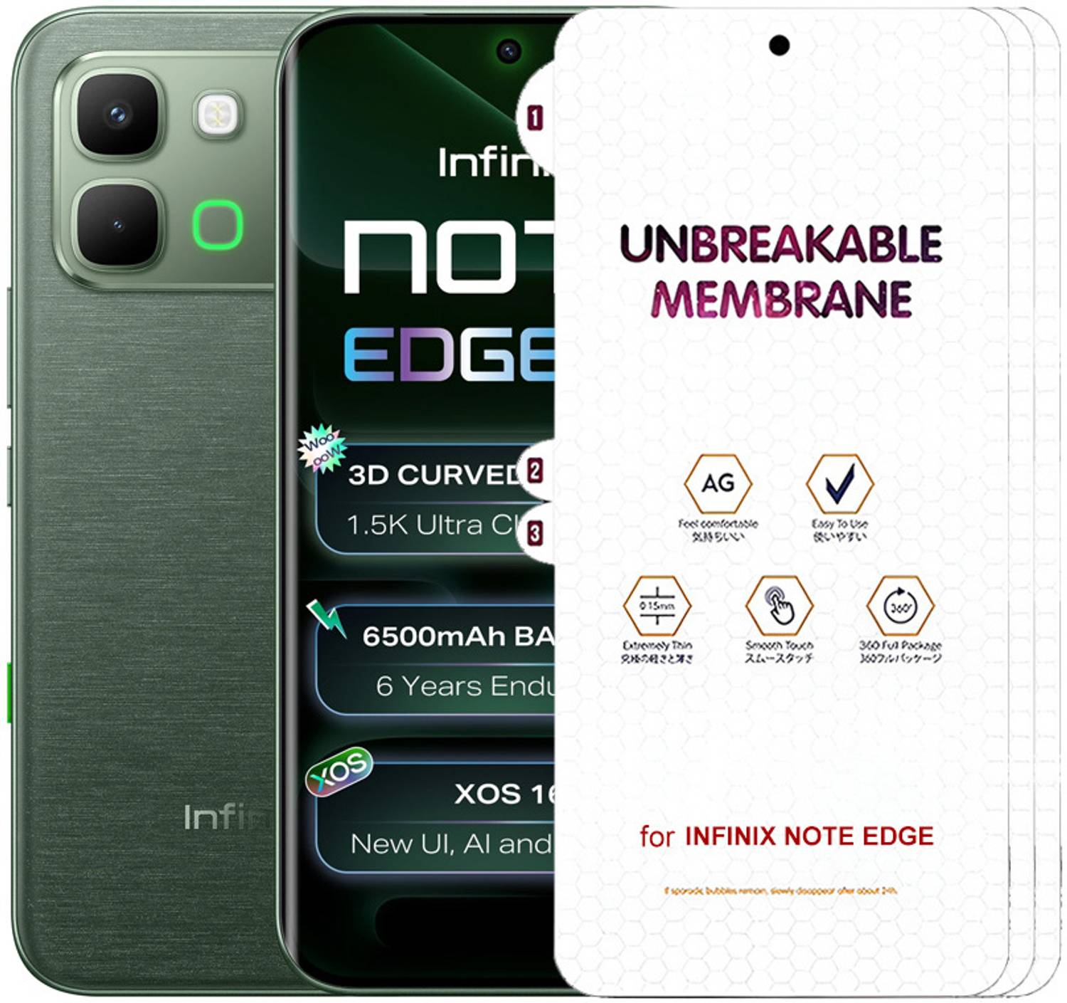 Aurochs Edge To Edge Screen Guard for INFINIX NOTE EDGE UNBREAKABLE MATTE SCREEN PROTECTOR MEMBRANE |ANTI FINGERPRINT| ANTI GLARE| SCRATCH RESISTANT |
