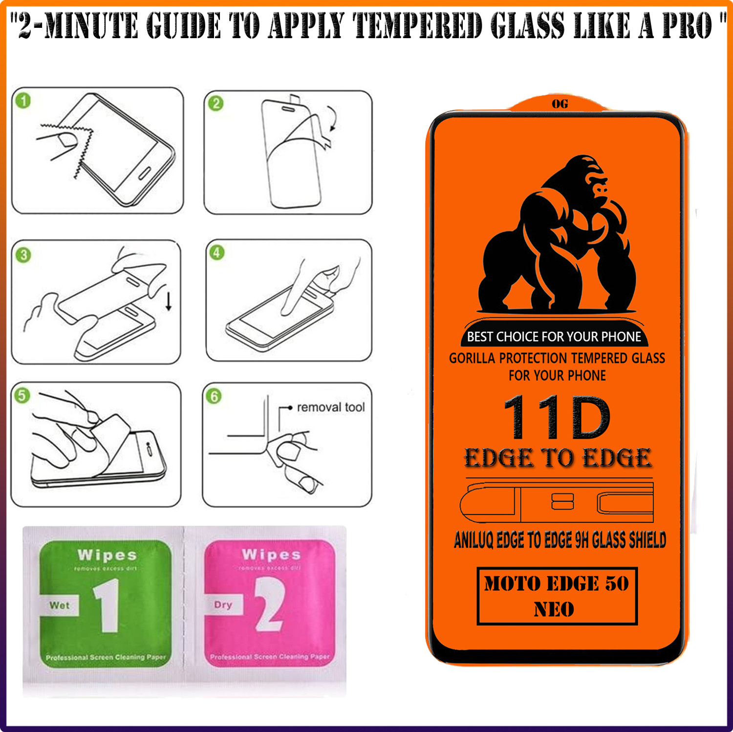 Image of ANILUQ Edge To Edge Screen Guard for MOTO EDGE 50 NEO
