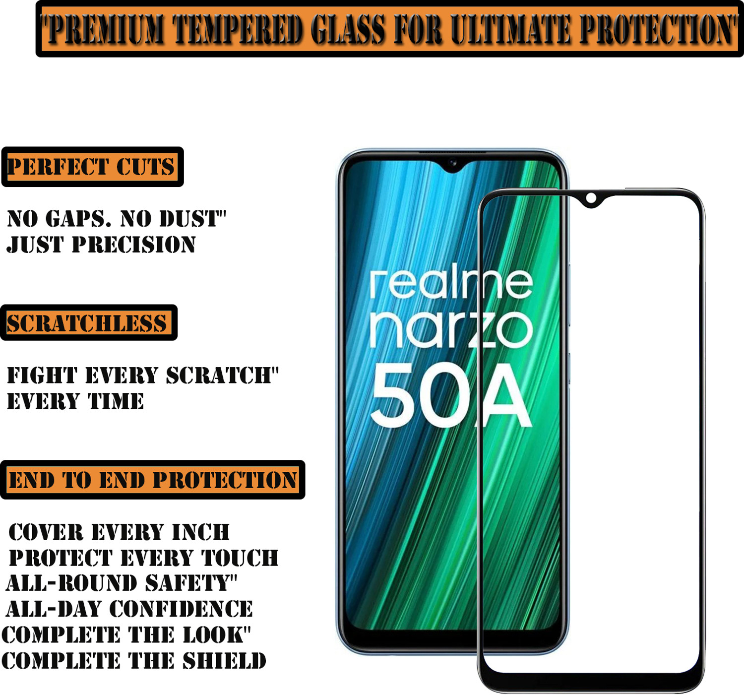 Image of ANILUQ Edge To Edge Tempered Glass for REALME NARZO 50A