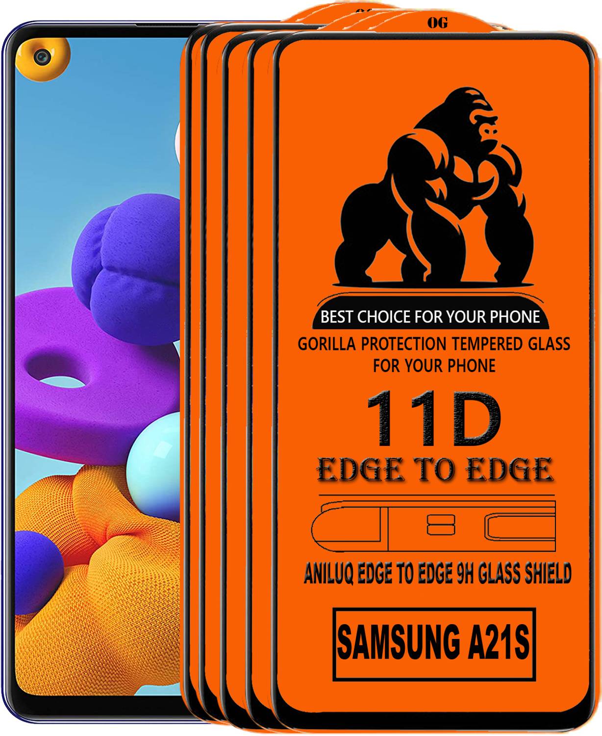 ANILUQ Edge To Edge Screen Guard for SAMSUNG A21S