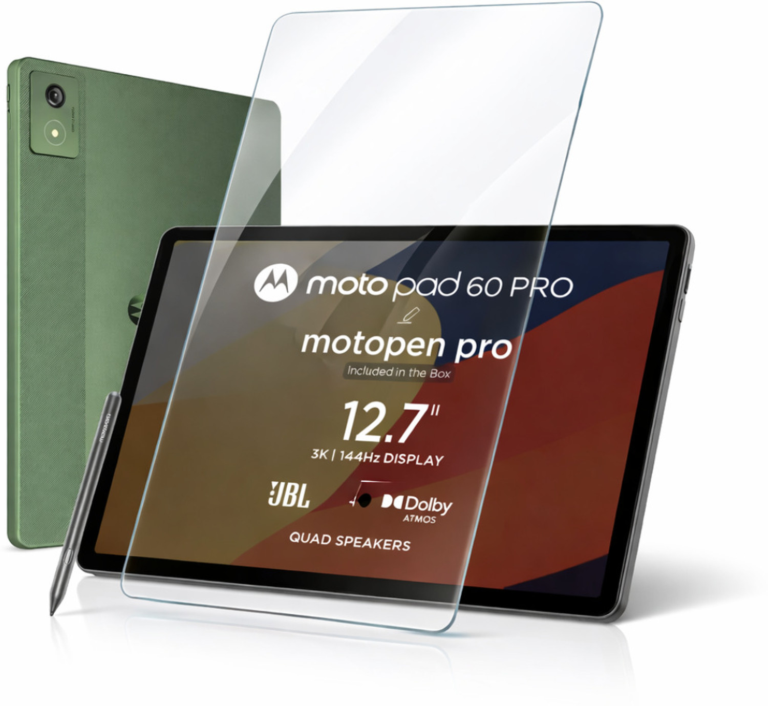 Image of BizzBoxx Edge To Edge Screen Guard for Motorola / Moto Pad 60 Pro 12.7 Inch, Perfect Fit Premium Gorilla Black Tempered Glass, Military Grade Tablet Glass Protector with Self Installation Guide, Pad 60 pro, 60 pro