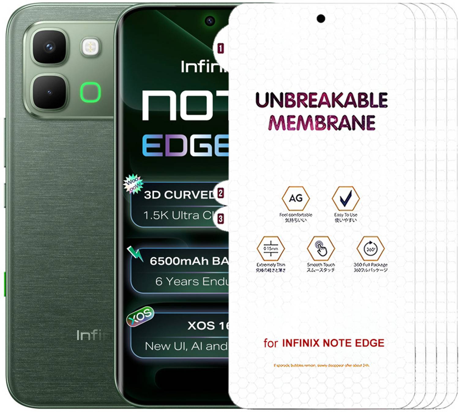 Aurochs Edge To Edge Screen Guard for INFINIX NOTE EDGE UNBREAKABLE MATTE SCREEN PROTECTOR MEMBRANE |ANTI FINGERPRINT| ANTI GLARE| SCRATCH RESISTANT |