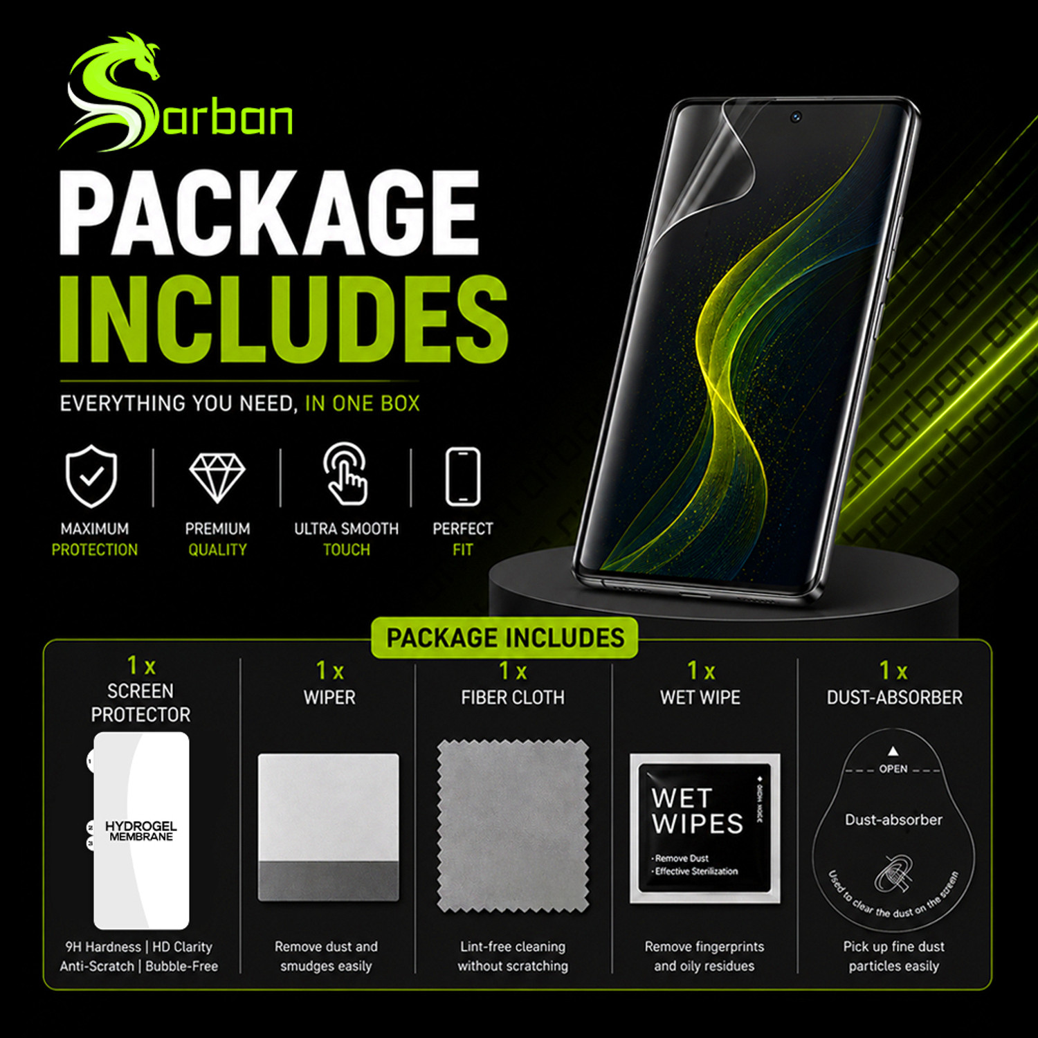 Image of ARBAN Edge To Edge Screen Guard for REALME P3 ULTRA Unbreakable Hydrogel Screen Protector (Not Tempered Glass) | Flexible TPU Film | Edge to Edge | Bubble Free | HD Clear | Fingerprint Compatible | Case friendly