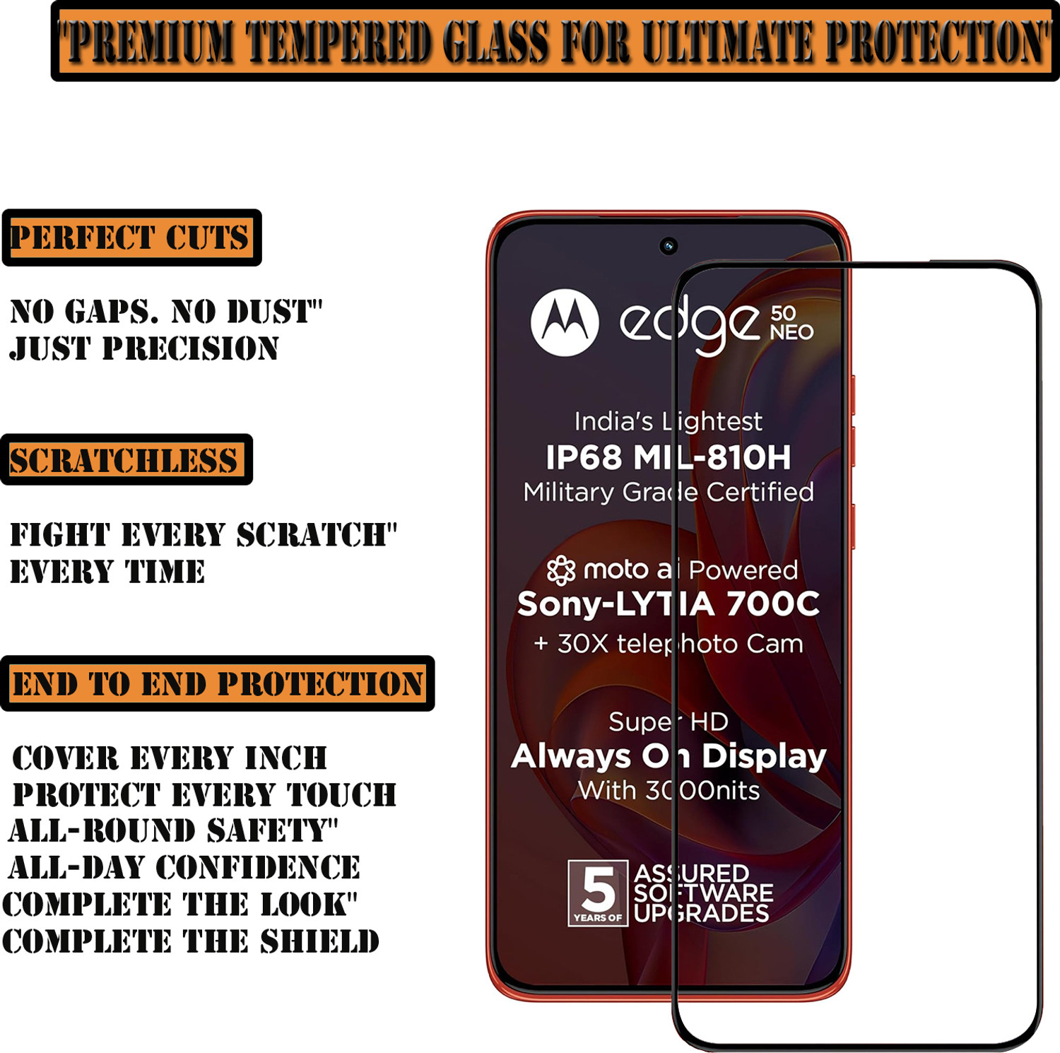 Image of ANILUQ Edge To Edge Screen Guard for MOTO EDGE 50 NEO