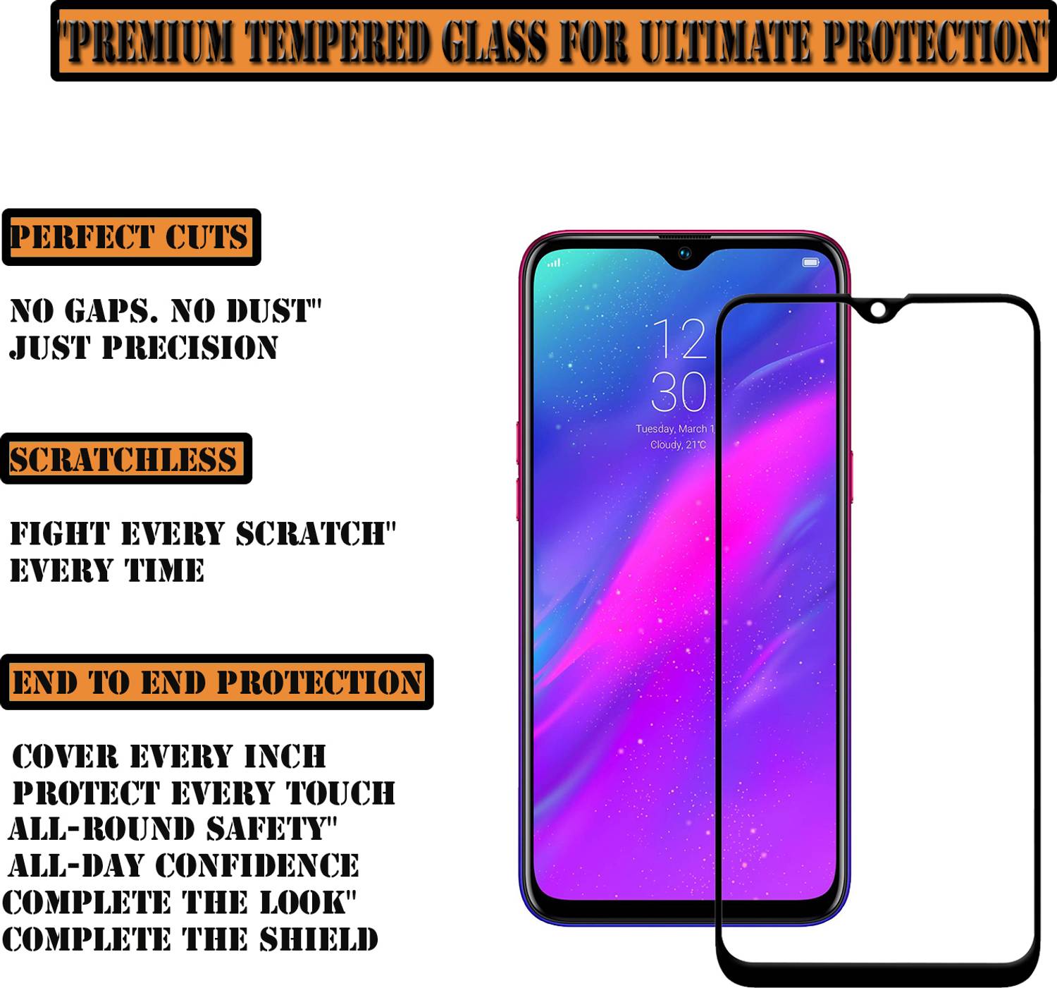 ANILUQ Tempered Glass for Realme 3 Pro Pack of 1 - Image 2