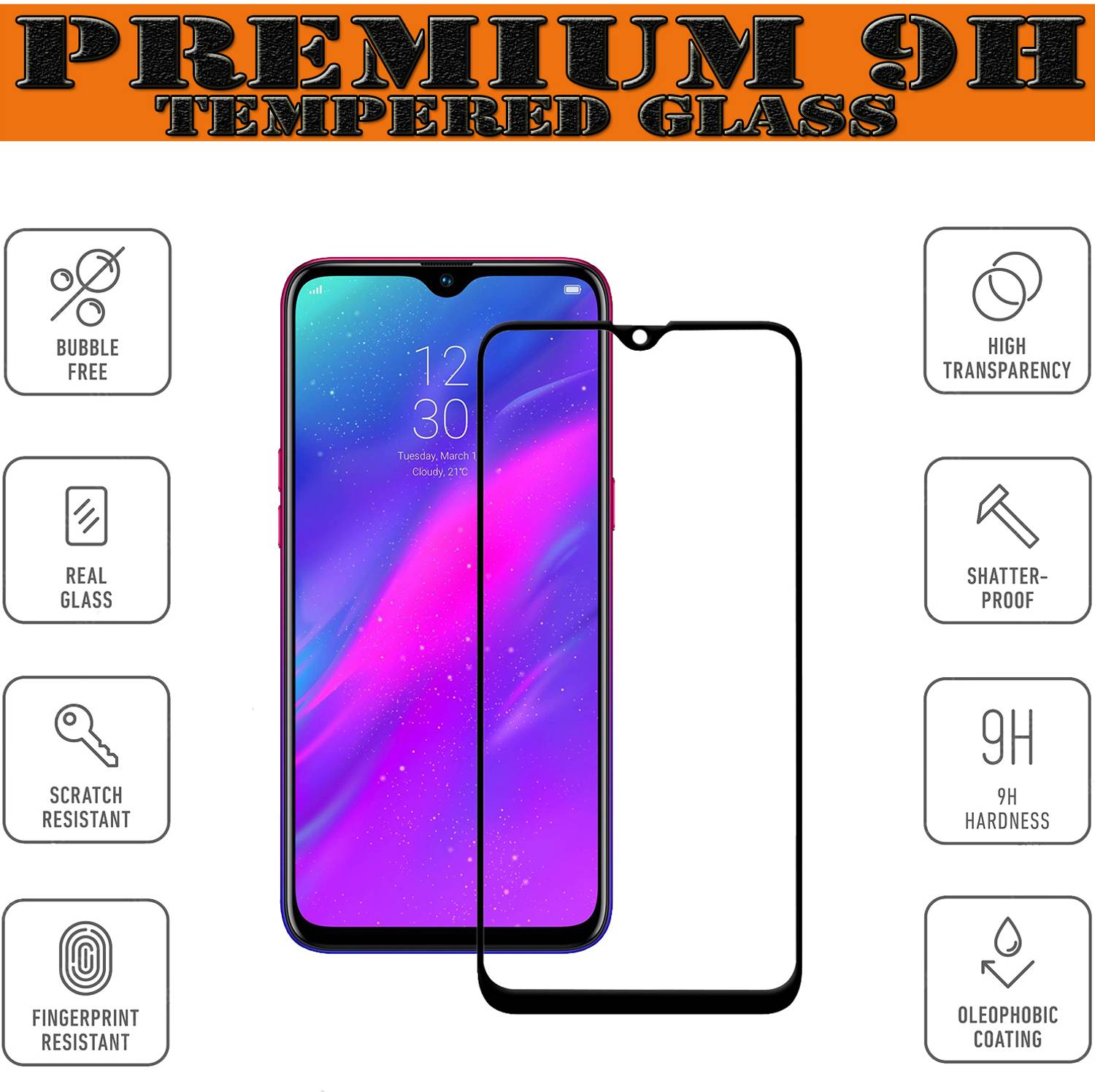 ANILUQ Tempered Glass for Realme 3 Pro Pack of 1 - Image 5