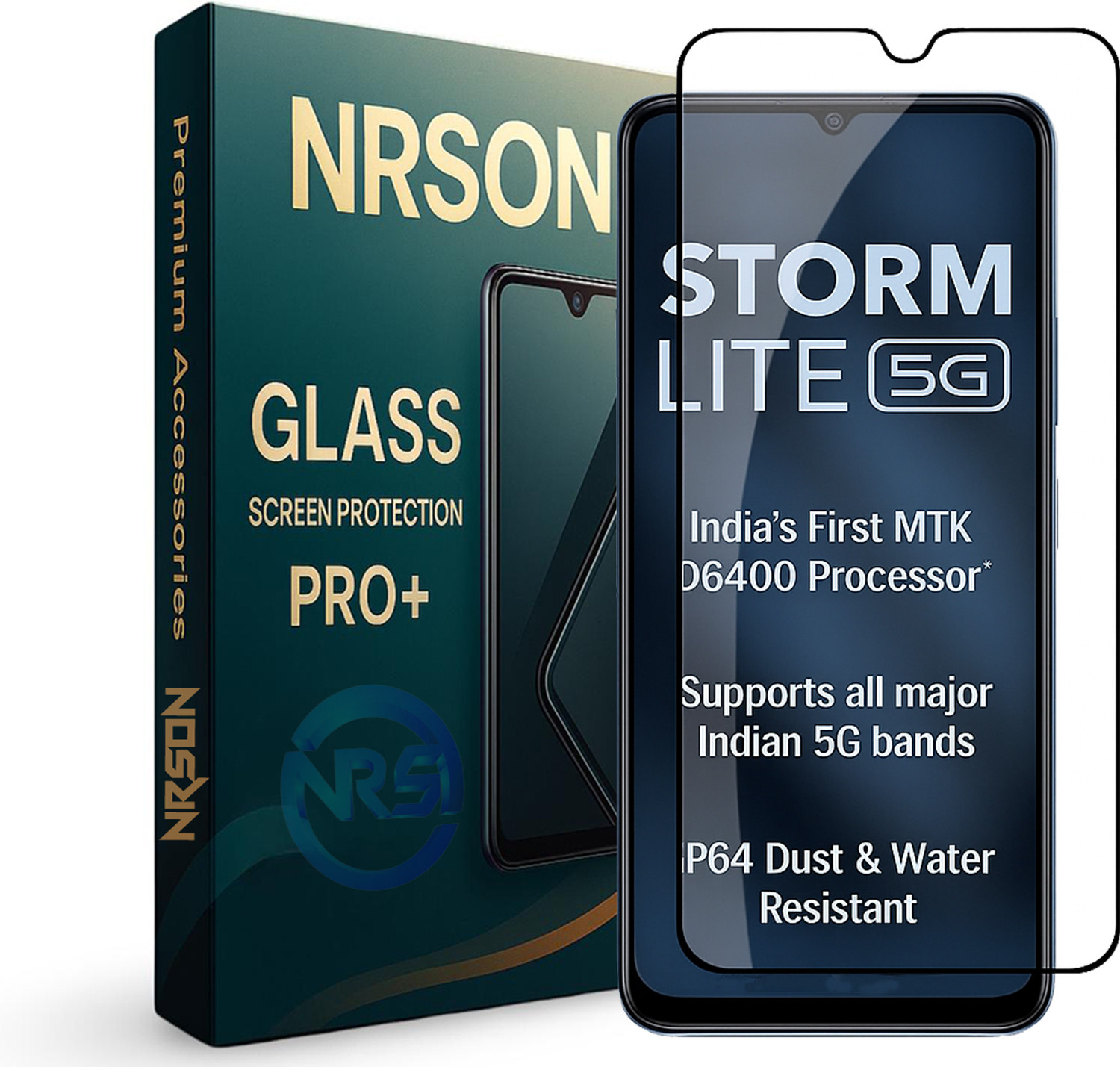 Image of NRSON Edge To Edge Tempered Glass for Lava storm lite, 5G with Easy Self Installation Kit