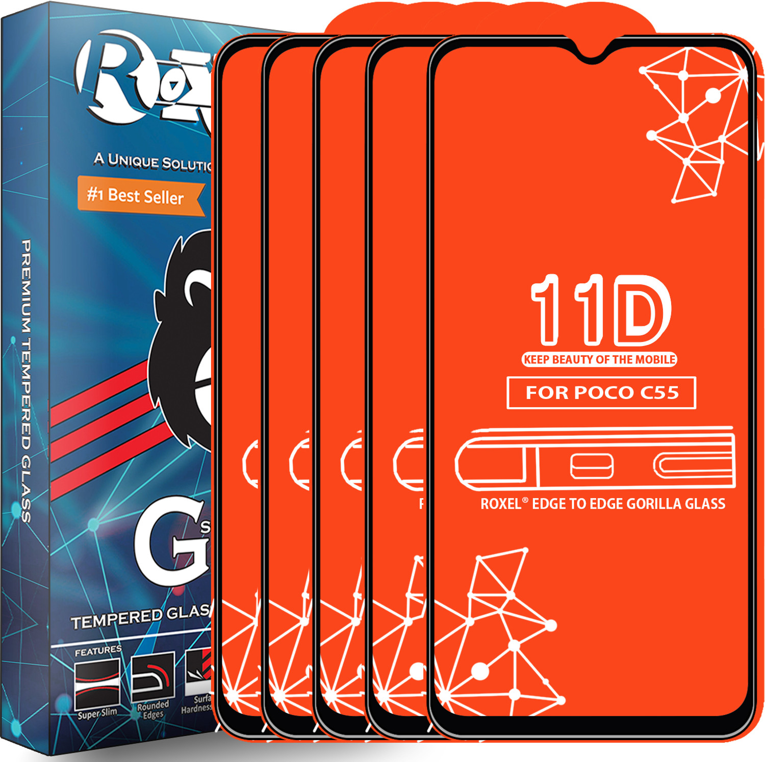 Image of Roxel Edge To Edge Tempered Glass for Poco C55