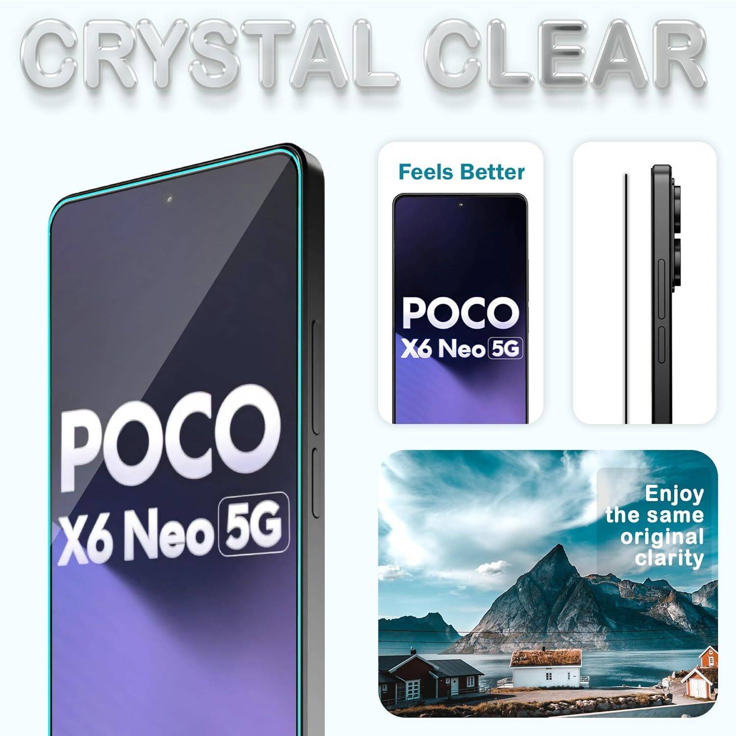 EITANSHA Edge To Edge Tempered Glass for POCO X6 Neo - Image 2