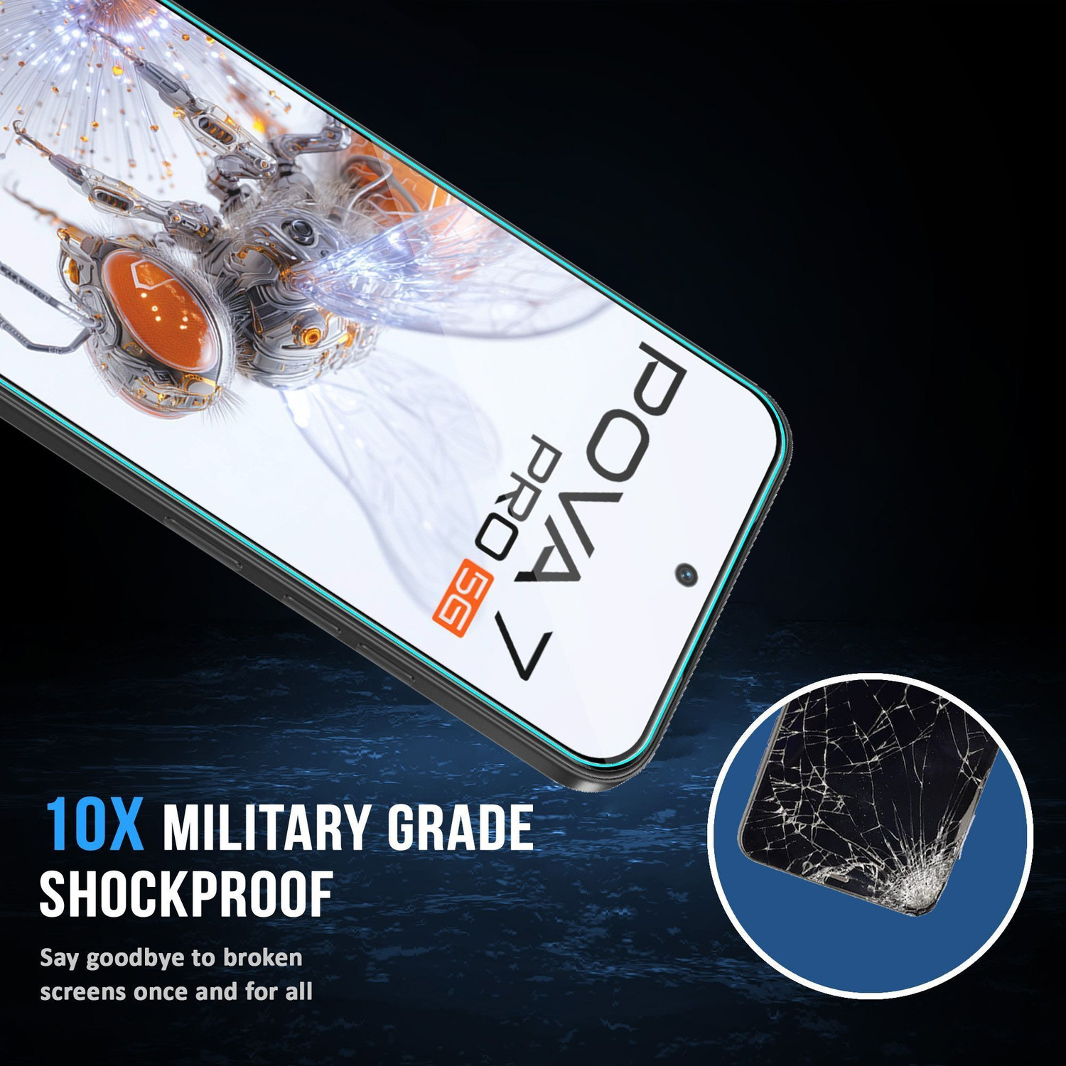 Image of FIRST MART Edge To Edge Tempered Glass for Tecno Pova 7 Pro 5G, Pova 7 Pro