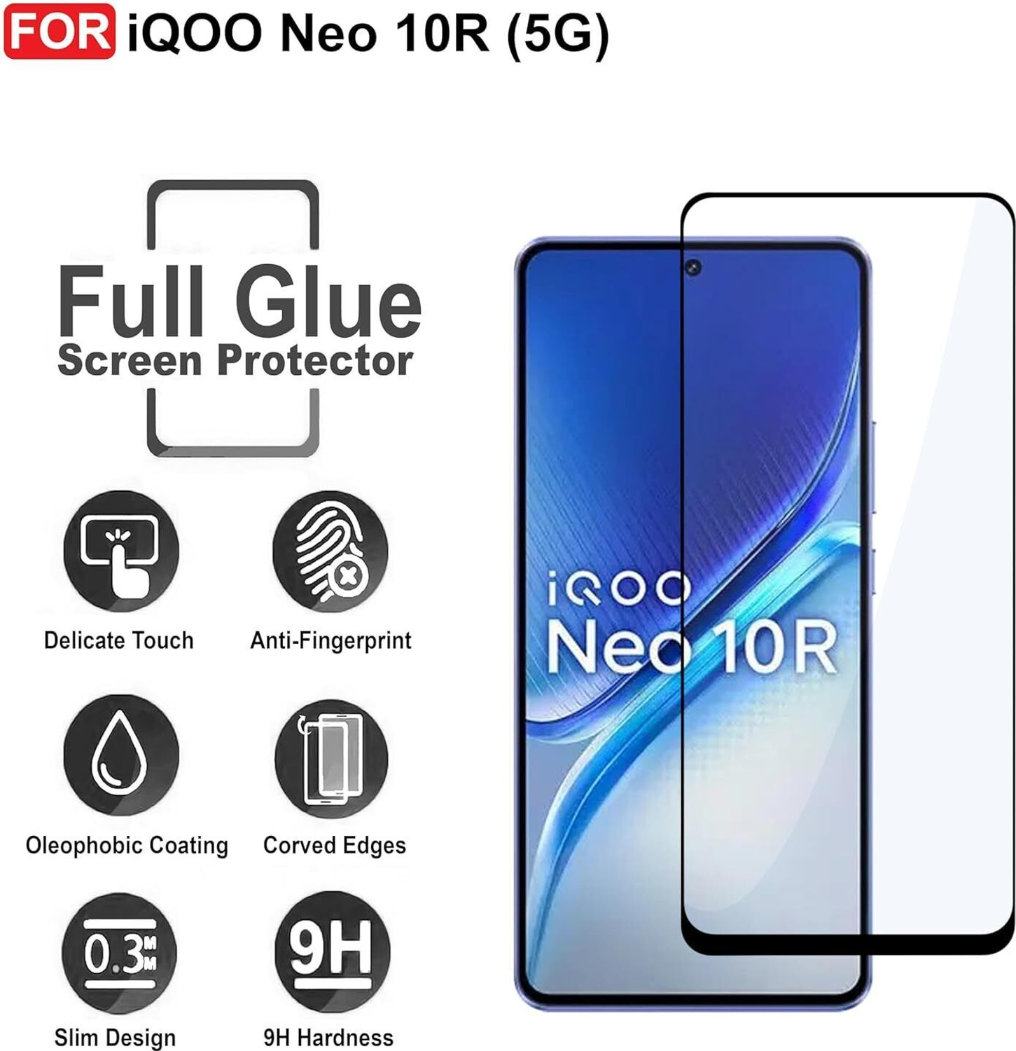 Image of EITANSHA CREATION Edge To Edge Tempered Glass for iQOO Neo 10R 5G, iQOO Neo 10r