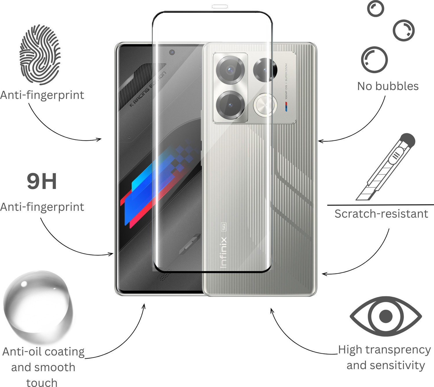 Image of Fablue Edge To Edge Tempered Glass for Infinix Note 40 Pro 5G
