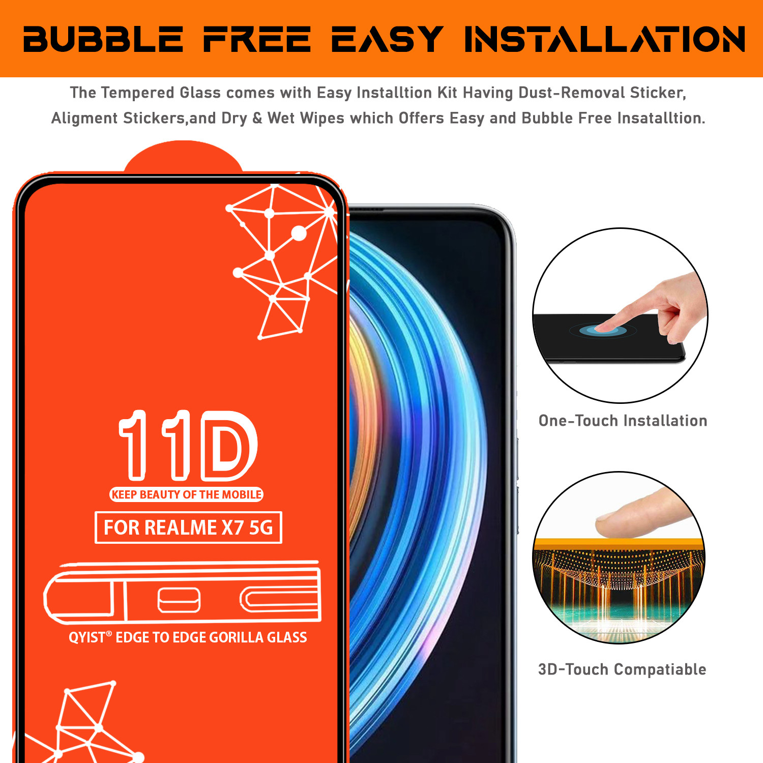 Image of Qyist Edge To Edge Tempered Glass for Realme X7 5G