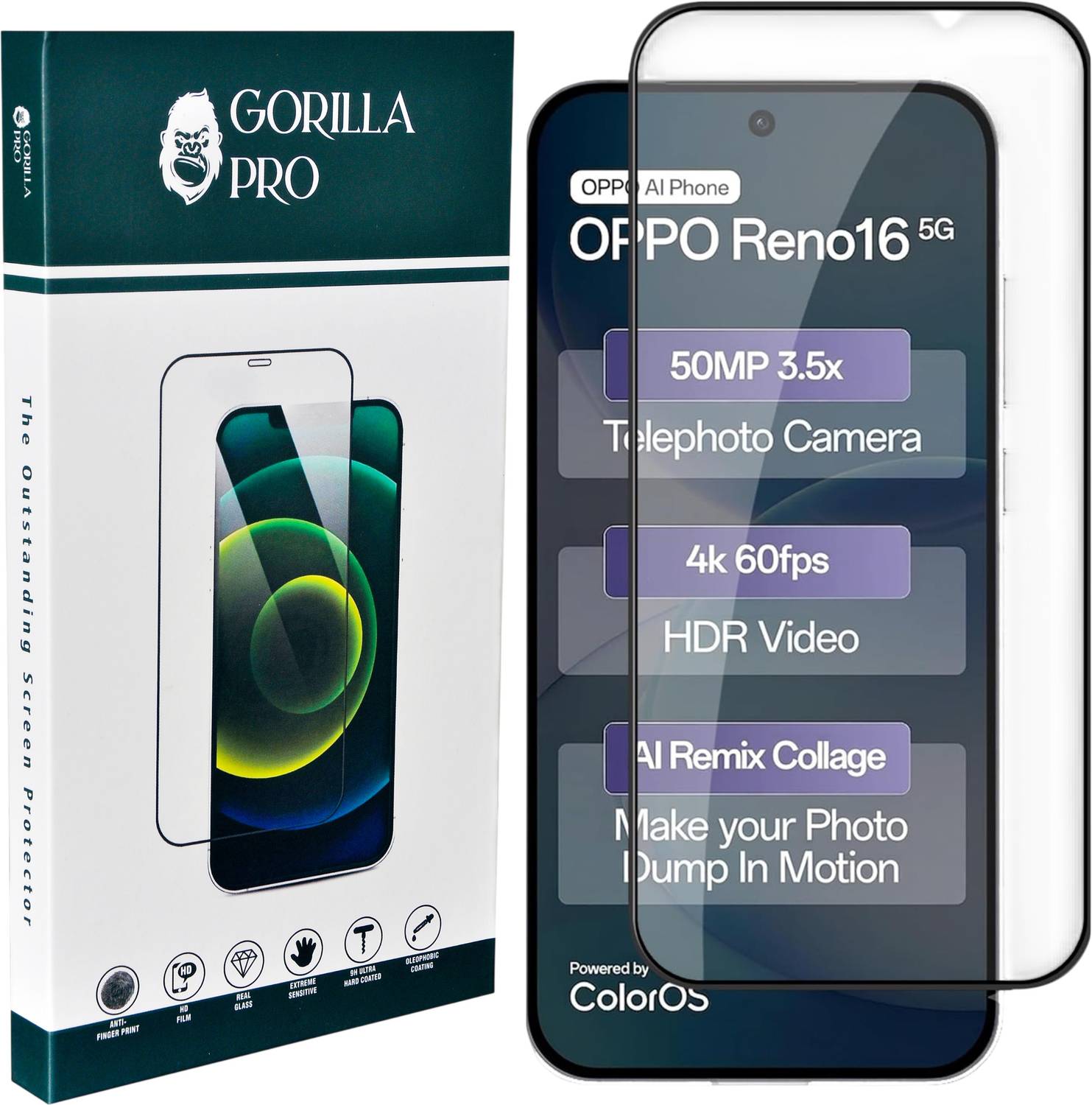 GORILLA PRO Edge To Edge Tempered Glass for OPPO Reno 16 5G