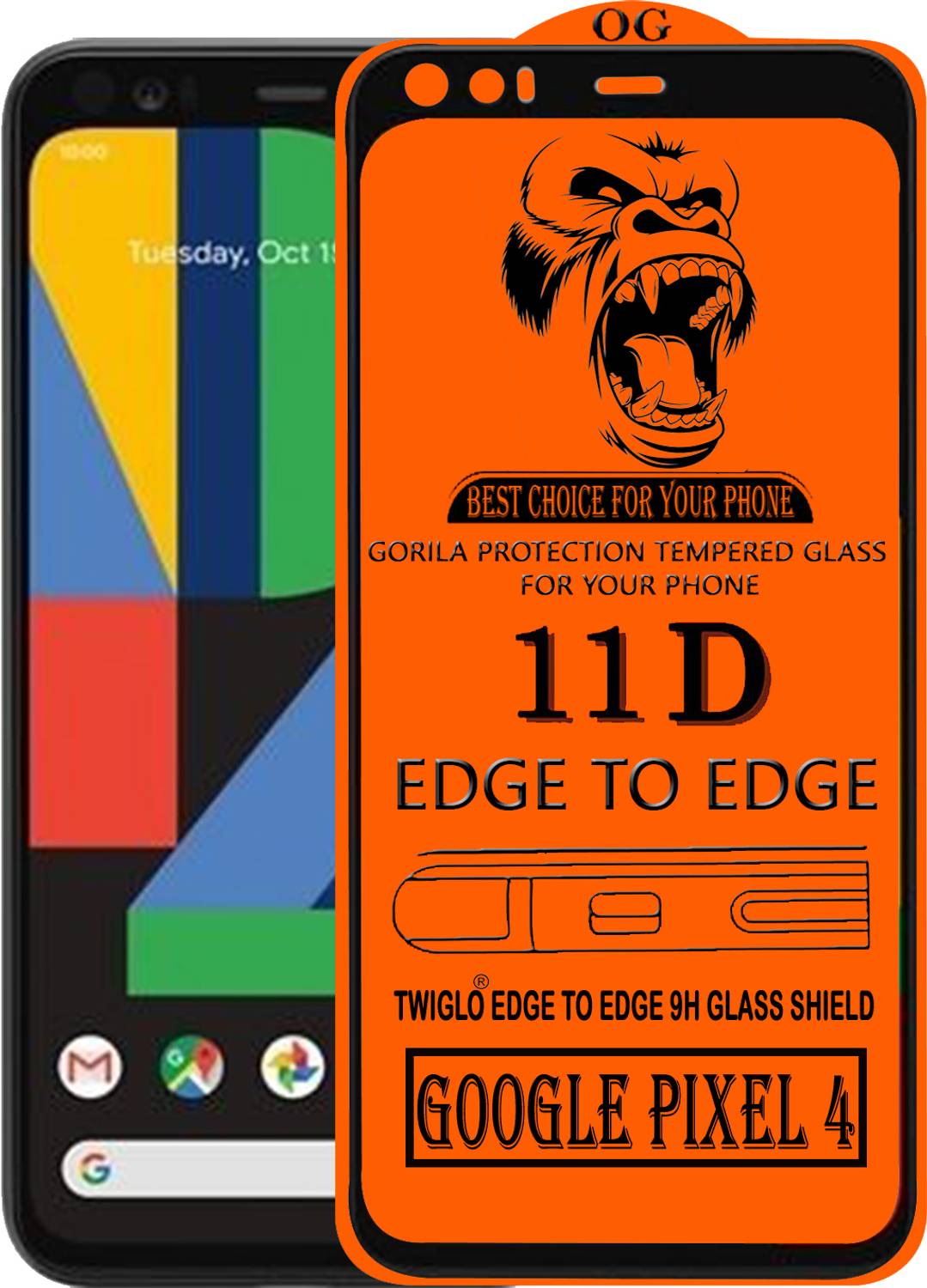 TWIGLO Edge To Edge Tempered Glass for GOOGLE PIXEL 4