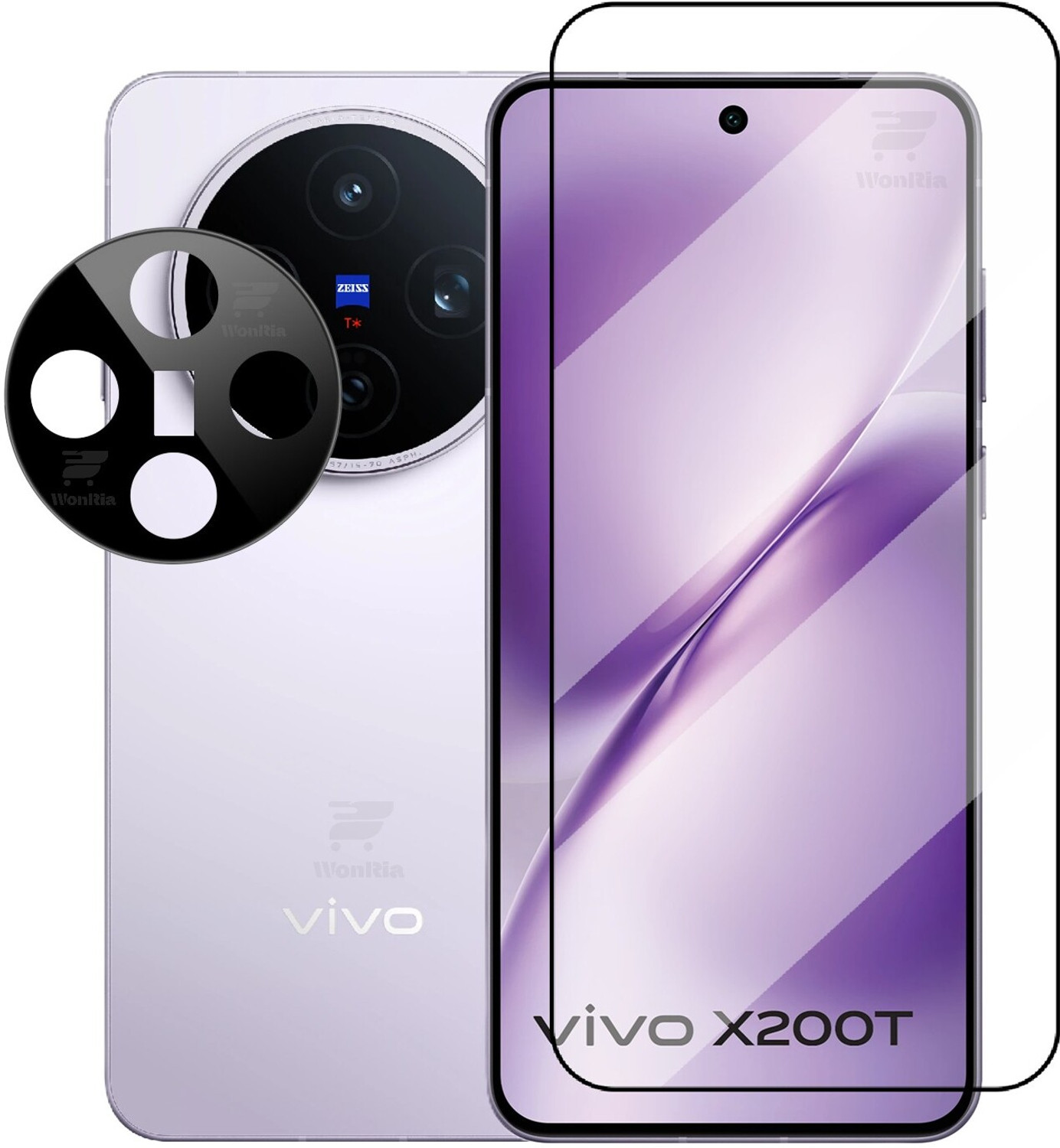 Image of WonRia Edge To Edge Tempered Glass for Vivo X200T, Vivo X200T 5G, With Camera Lens Protector