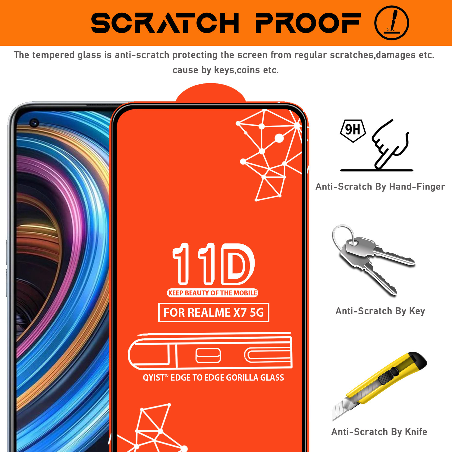 Image of Qyist Edge To Edge Tempered Glass for Realme X7 5G
