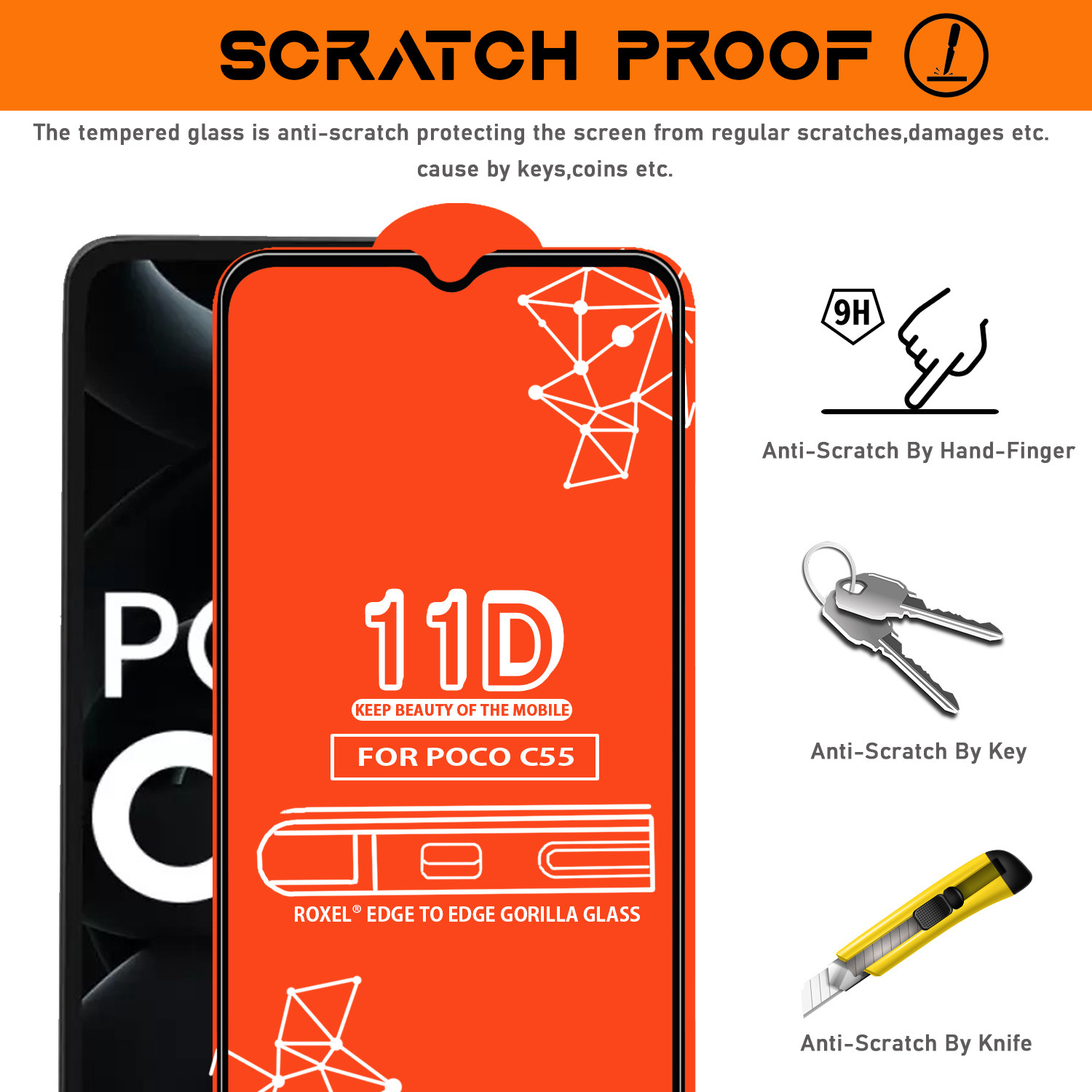 Image of Roxel Edge To Edge Tempered Glass for Poco C55