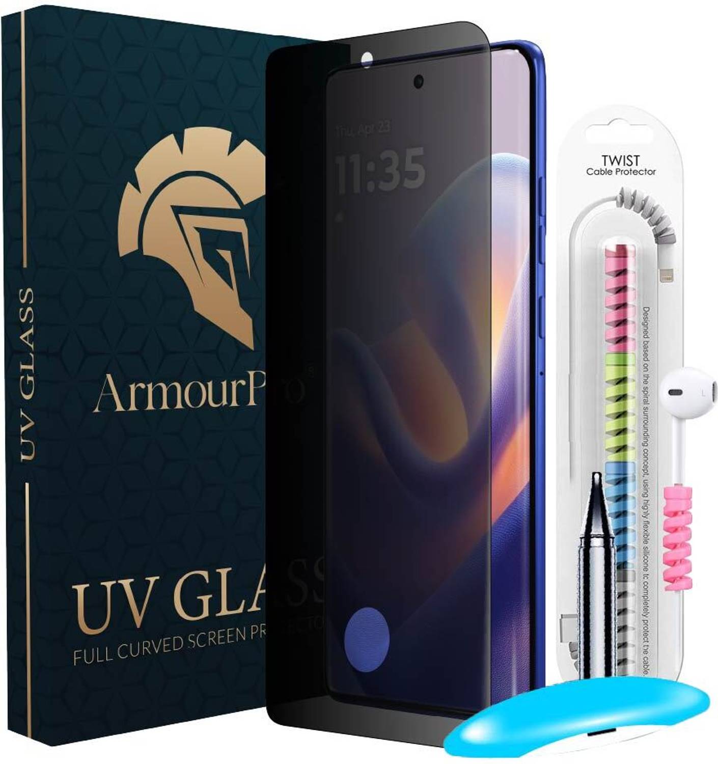 ArmourPro Edge To Edge Tempered Glass for Motorola Edge 60 Pro 5G, Edge 60 Pro, Moto Edge 60 Pro, Privacy Anti Spy UV Glass & Cable Protector