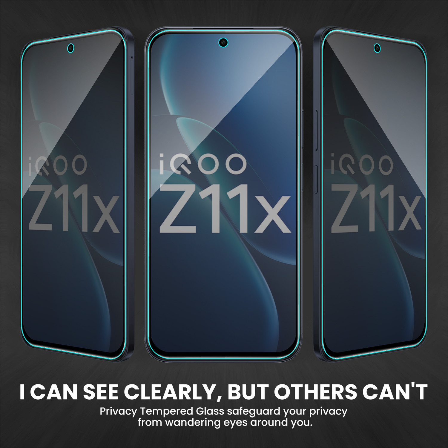Image of Gadget Glow Edge To Edge Tempered Glass for IQOO Z11X 5G, Vivo T5X 5G, Privacy Anti Spy Glass