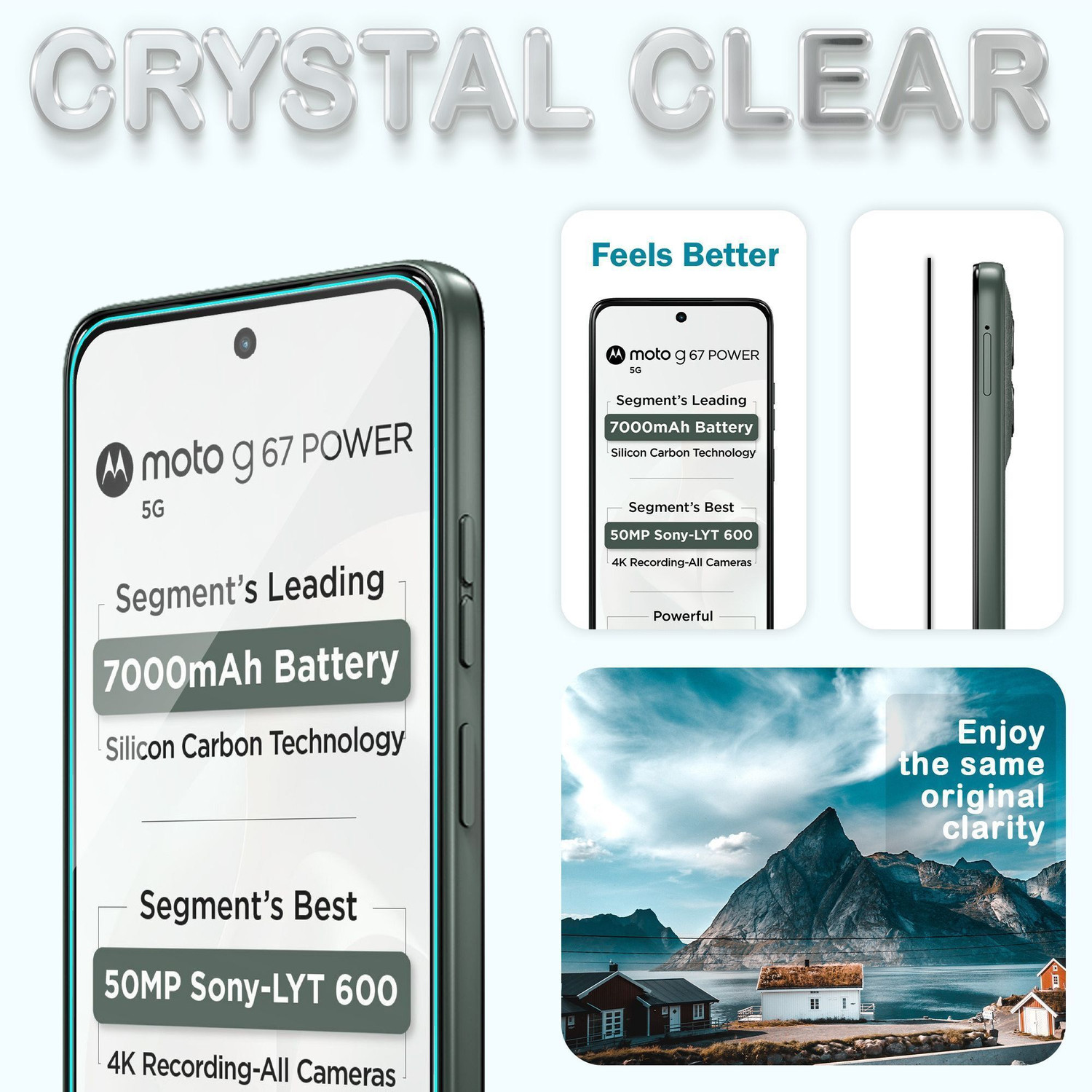 Image of ArmourPro Edge To Edge Tempered Glass for Motorola G67 Power 5G, Moto G67 Power
