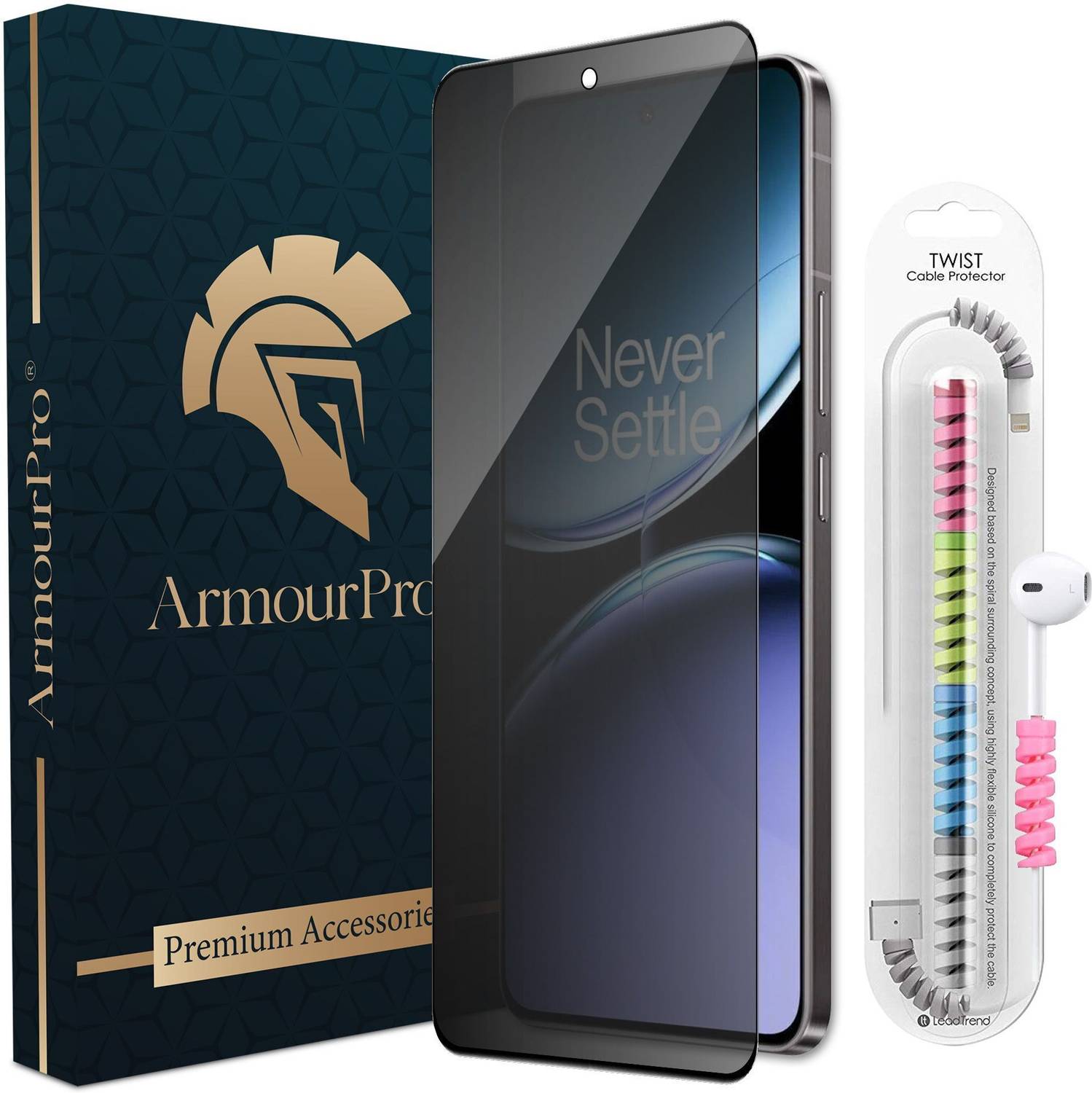 ArmourPro Edge To Edge Tempered Glass for OnePlus Nord 4 5G, Nord 4, OnePlus Nord 3 5G, Nord 3, Privacy Tempered Glass with Cable Protector
